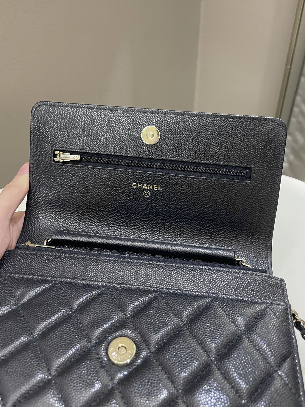 Chanel Classic Quilted Wallet on Chain Midnight Blue Caviar