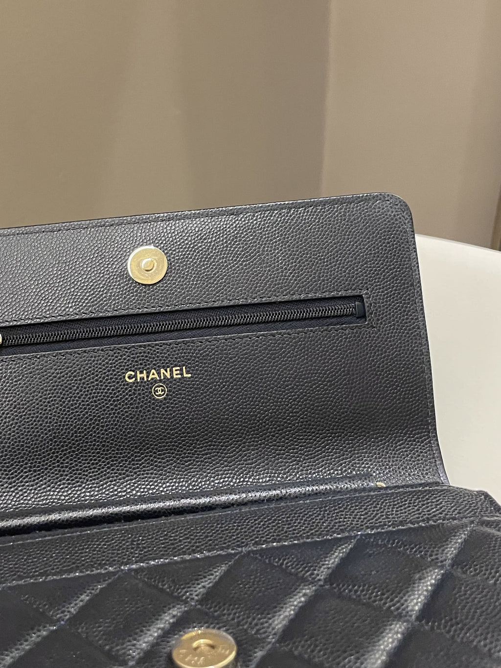 Chanel Classic Quilted Wallet on Chain Midnight Blue Caviar