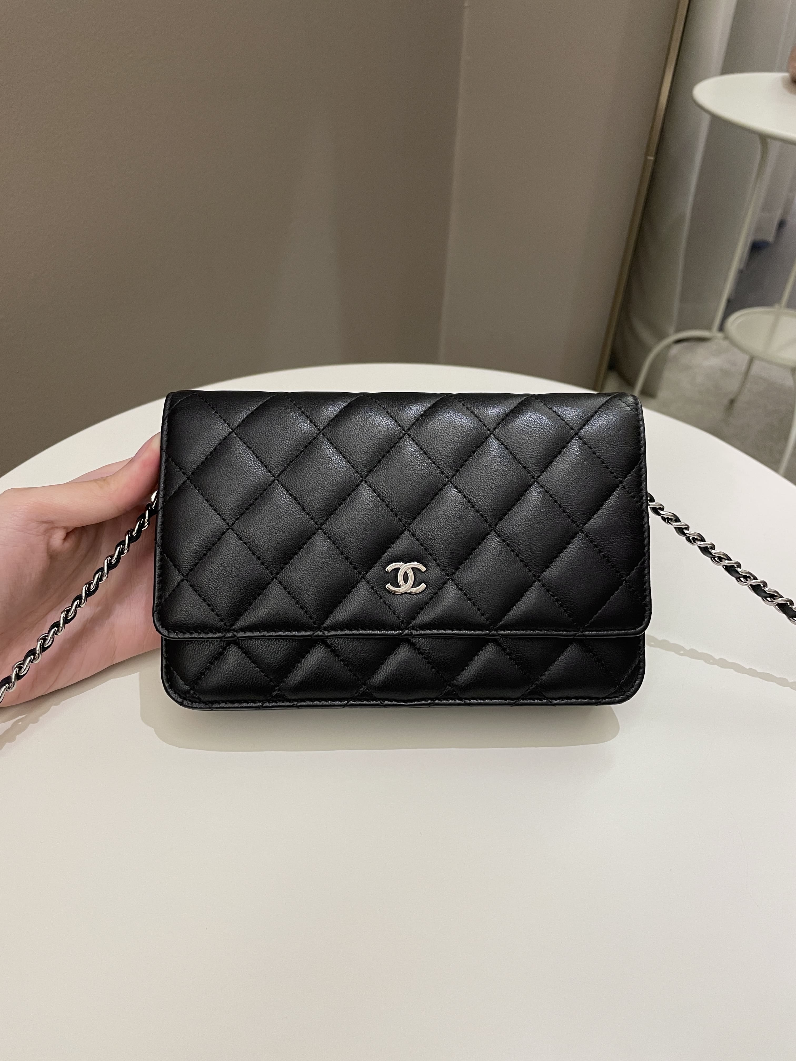 Chanel Classic Quilted Wallet on Chain Black Lambskin