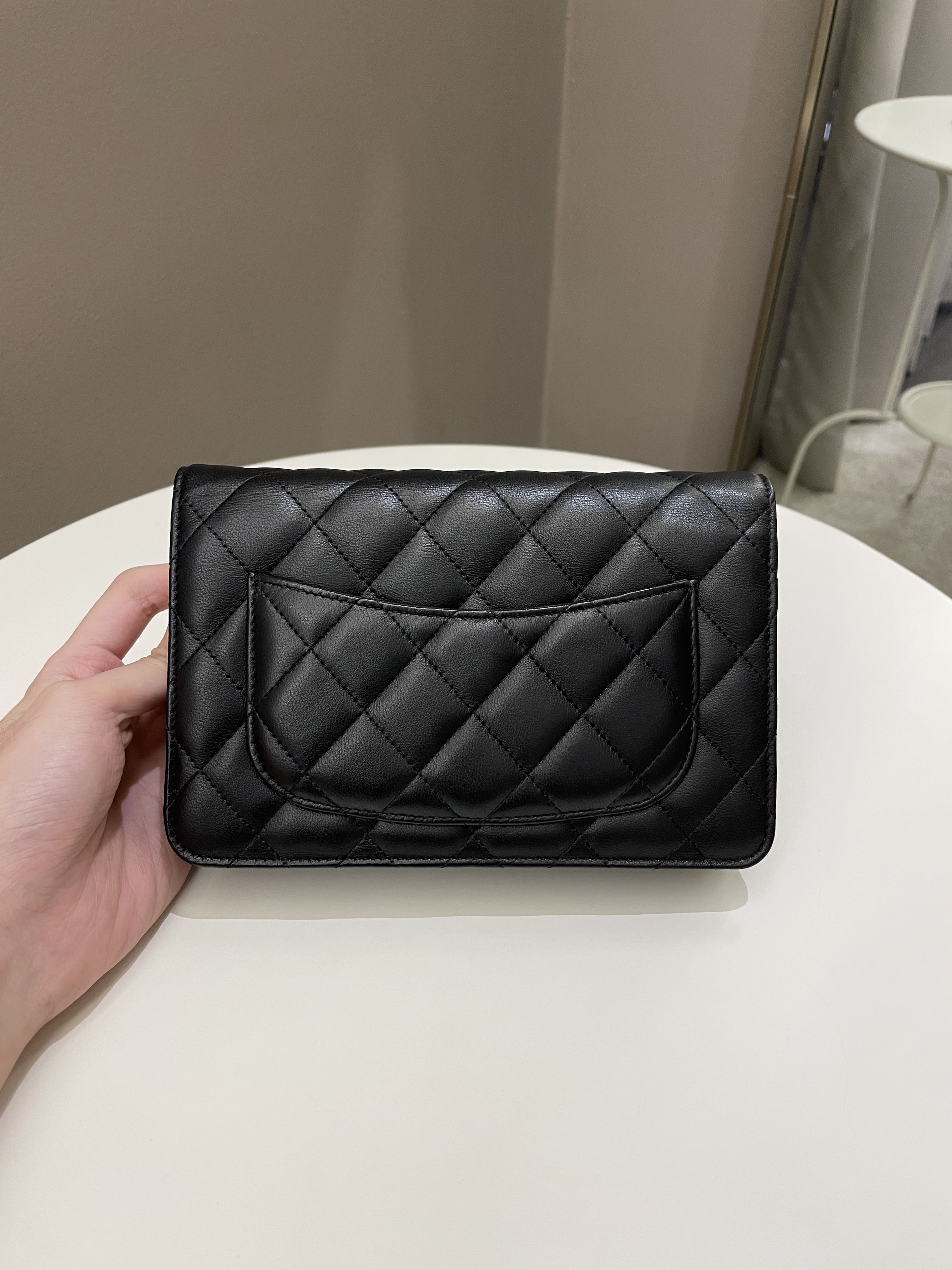 Chanel Classic Quilted Wallet on Chain Black Lambskin