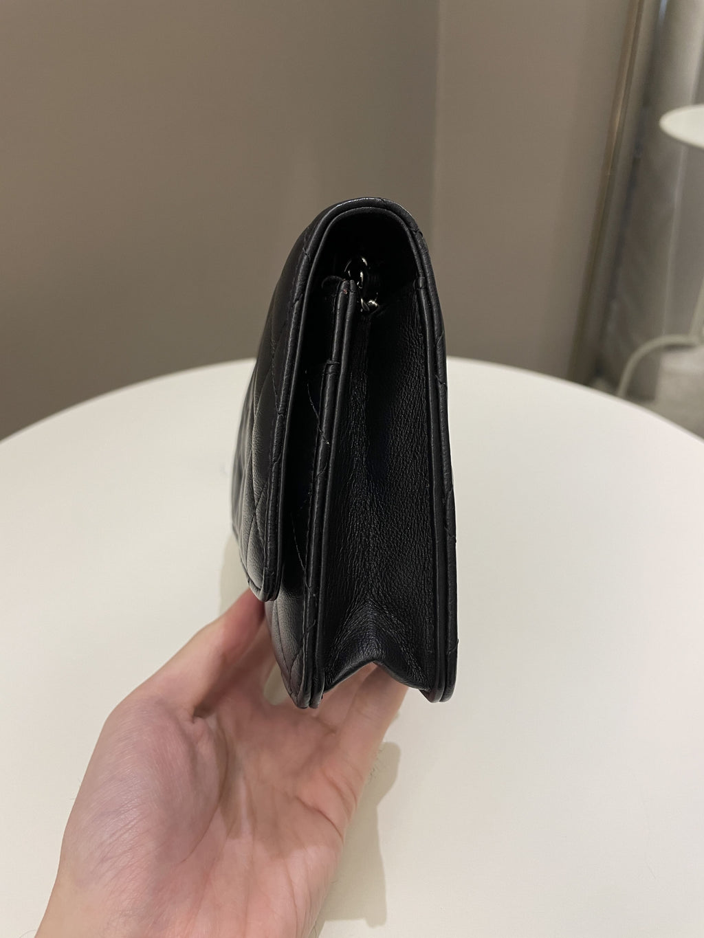 Chanel Classic Quilted Wallet on Chain Black Lambskin