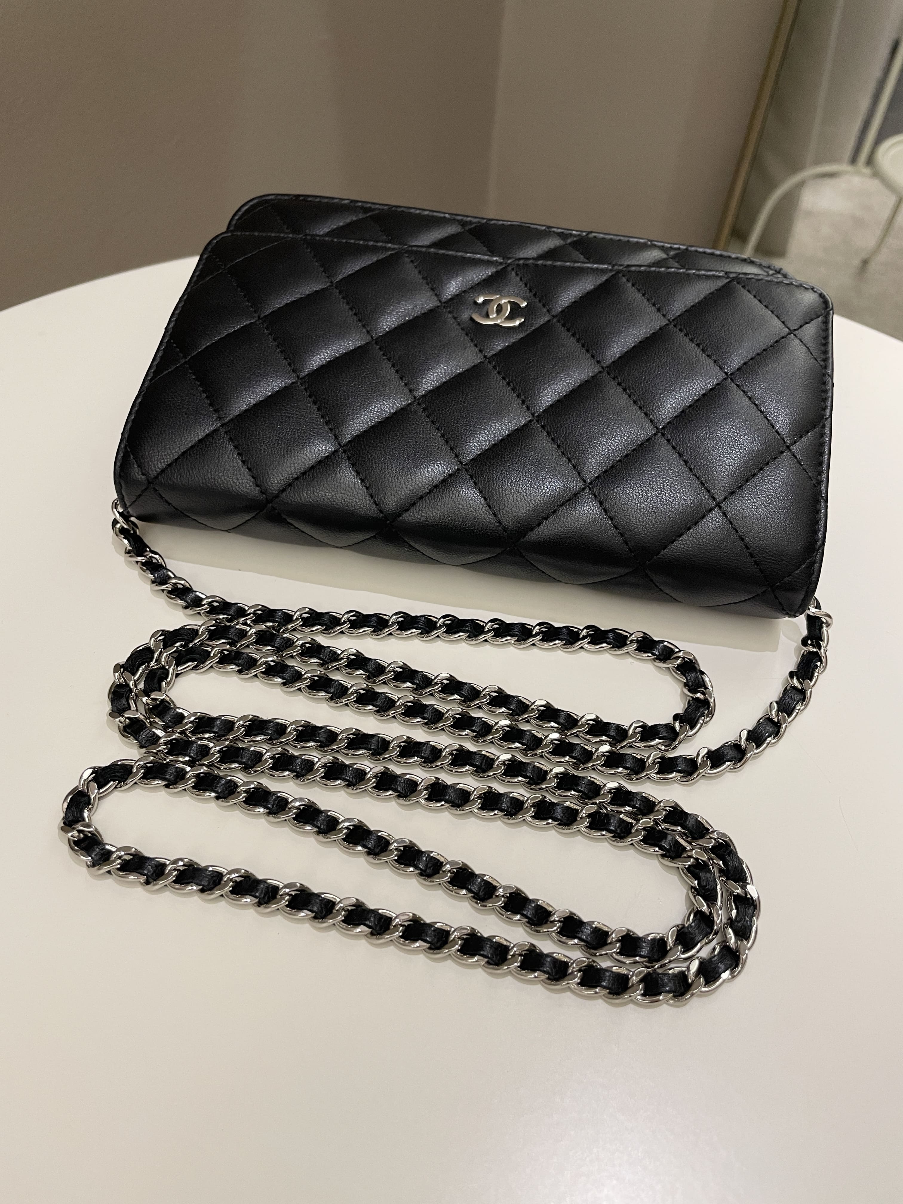 Chanel Classic Quilted Wallet on Chain Black Lambskin
