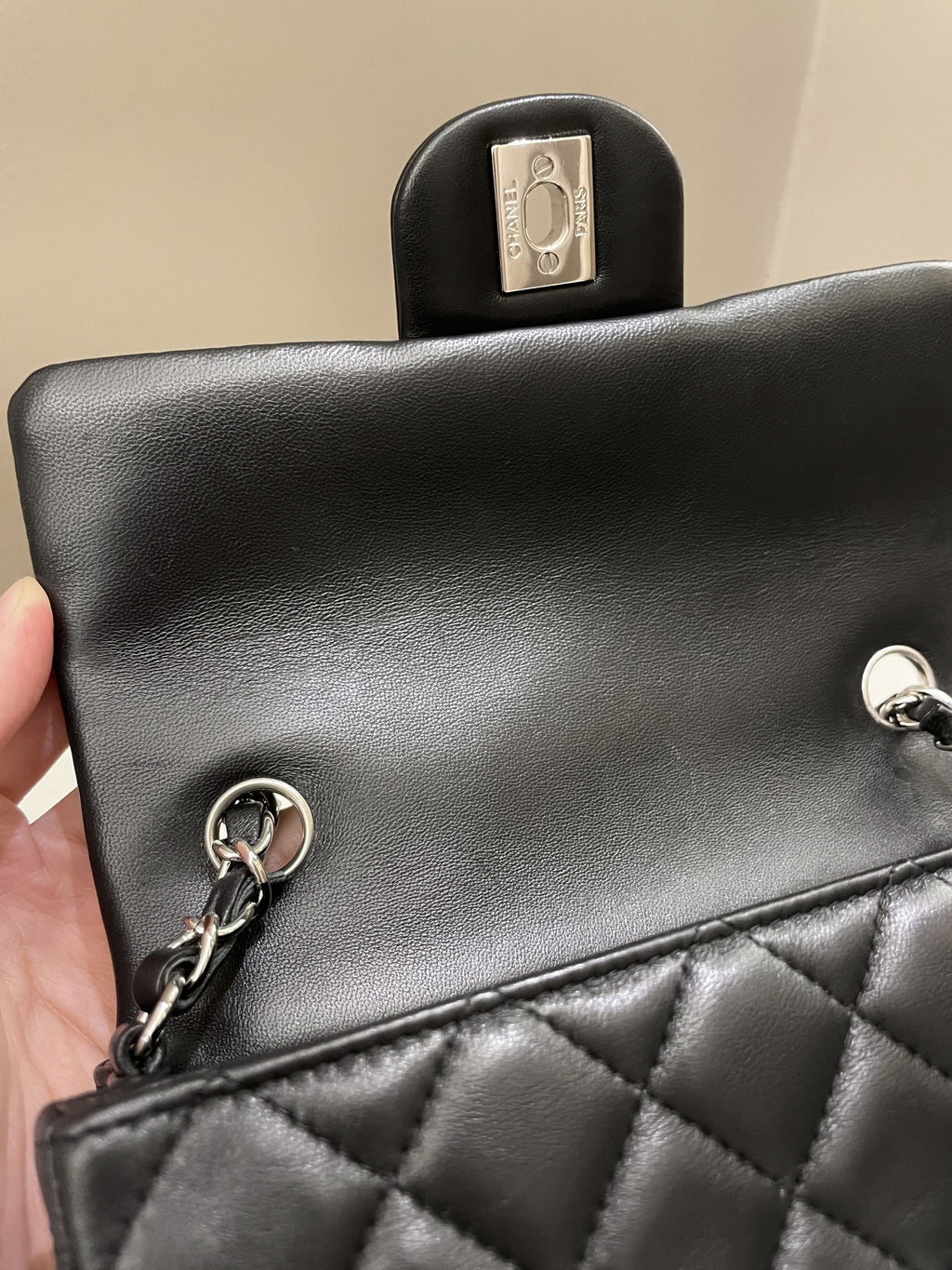 Chanel Classic Quilted Mini Rectangular Black Lambskin