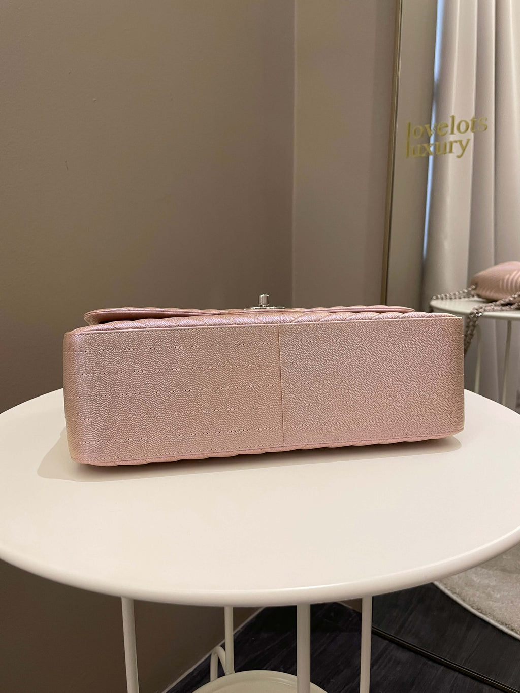 Chanel 17B Chevron Jumbo Double Flap Rose Gold Caviar