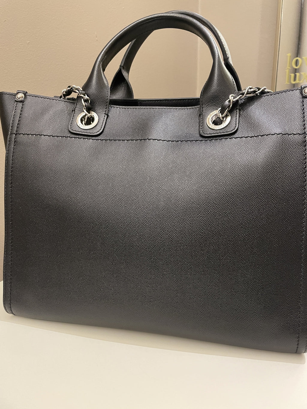 Chanel Studded Deauville Shopper Tote Black Caviar