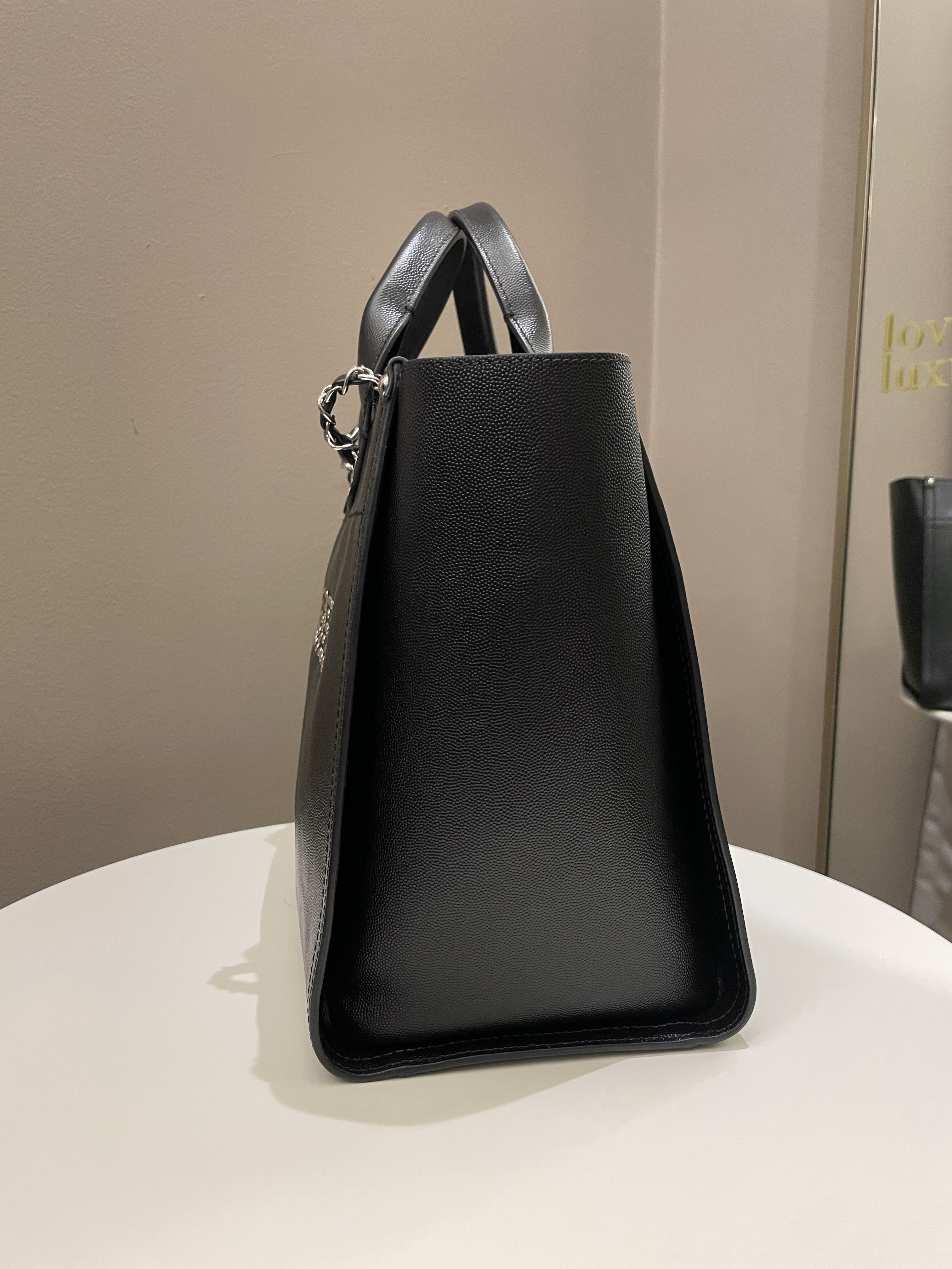 Chanel Studded Deauville Shopper Tote Black Caviar