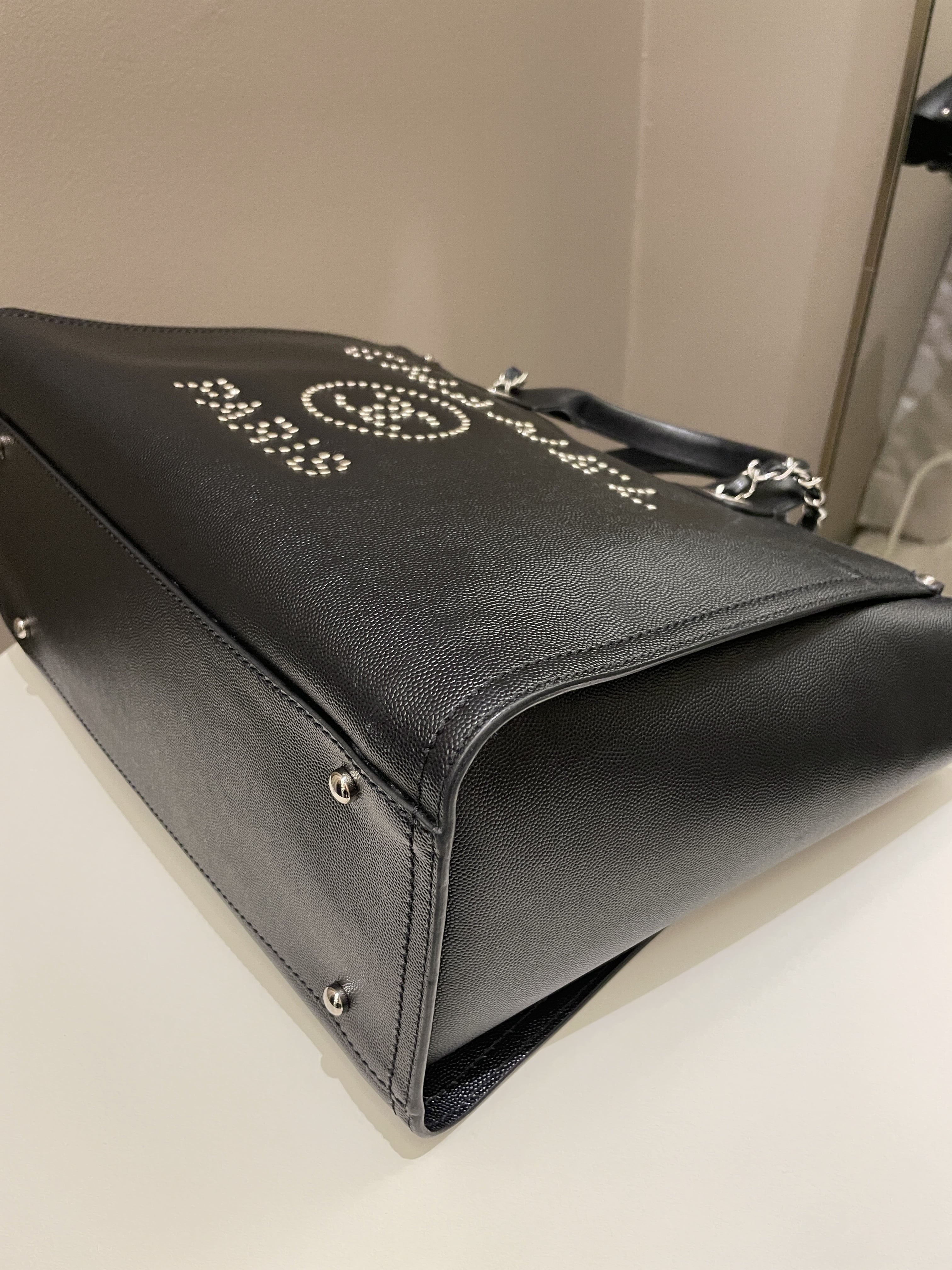 Chanel Studded Deauville Shopper Tote Black Caviar