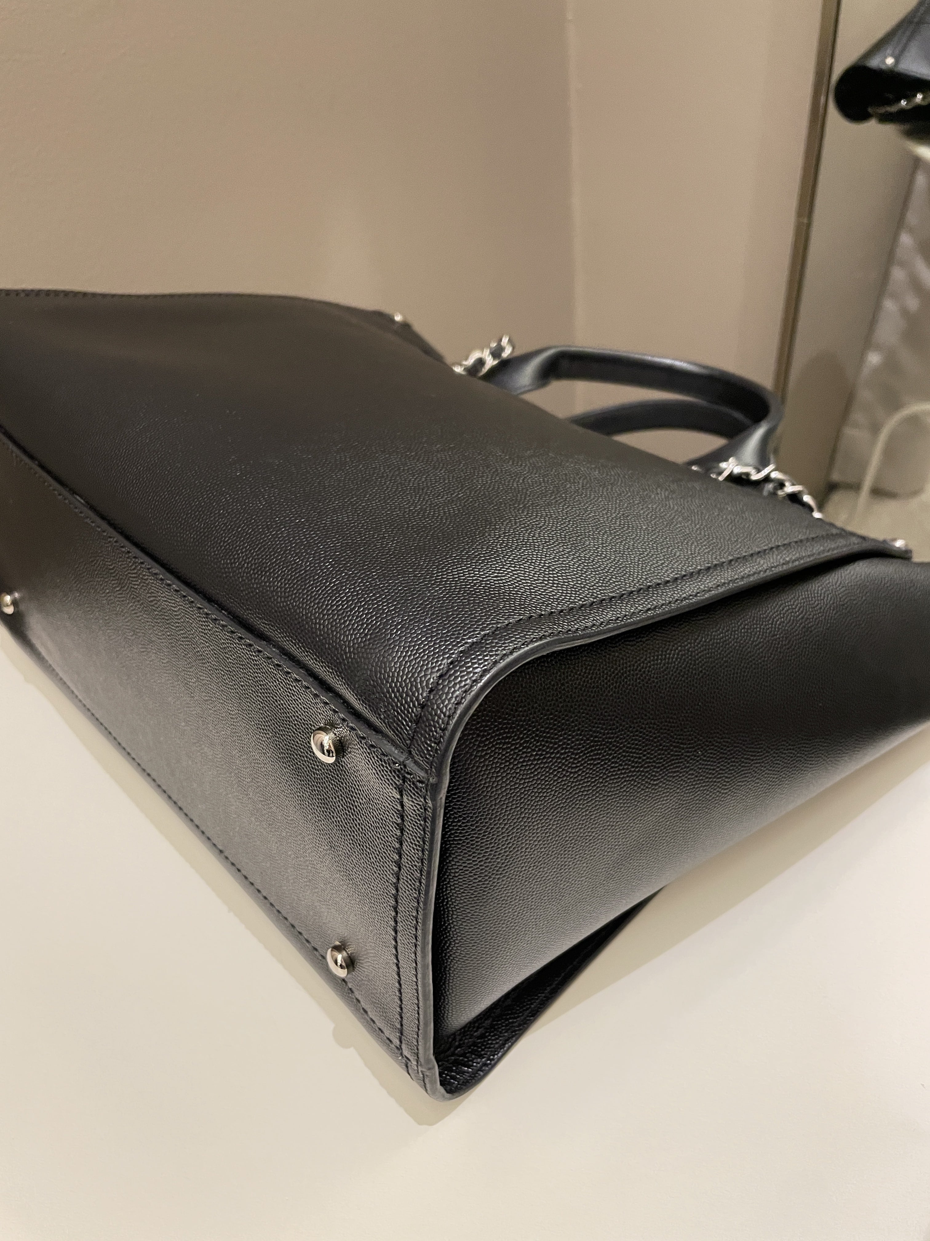 Chanel Studded Deauville Shopper Tote Black Caviar