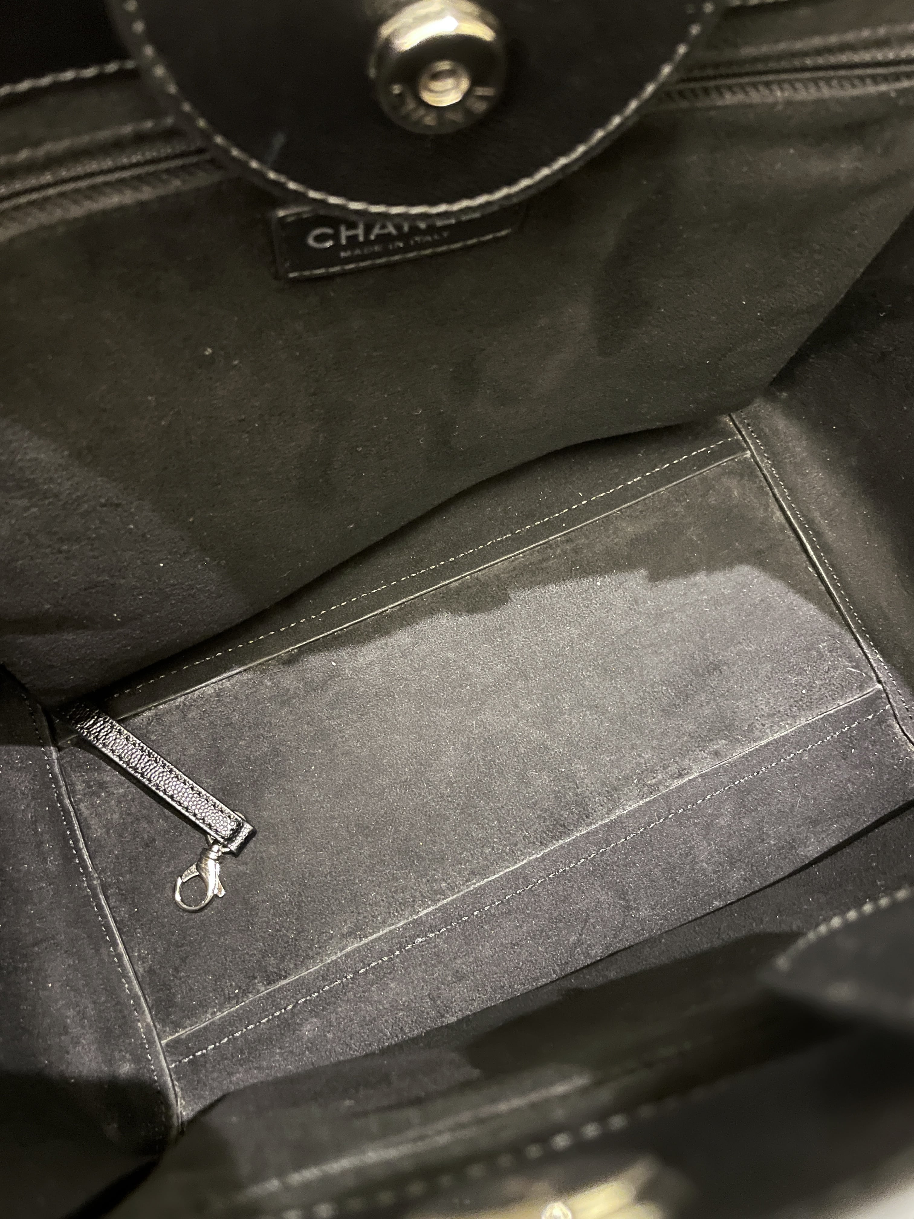 Chanel Studded Deauville Shopper Tote Black Caviar