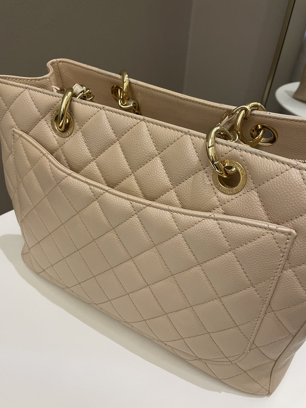 Chanel Classic Quilted GST Beige Caviar