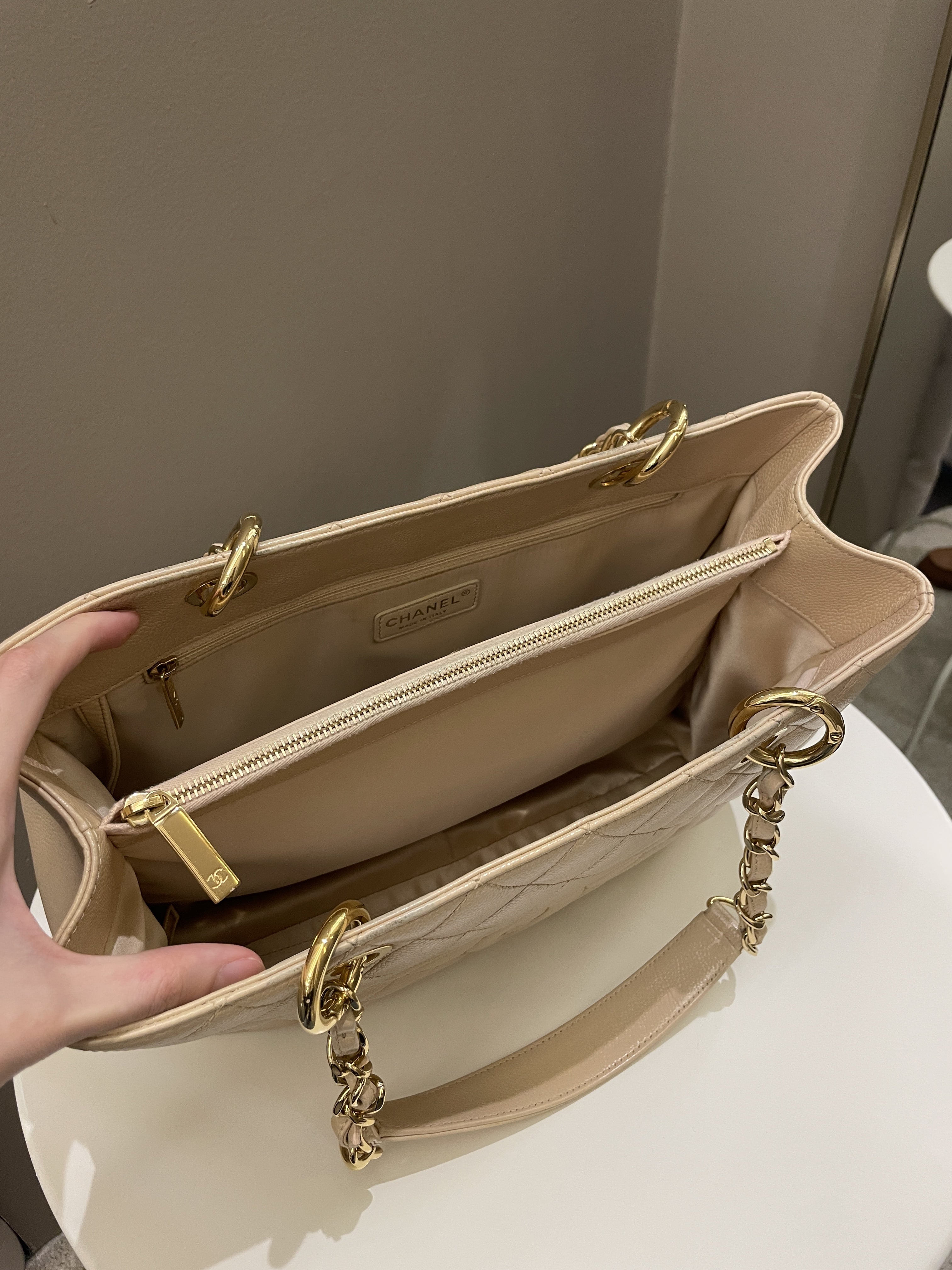 Chanel Classic Quilted GST Beige Caviar