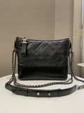 Chanel Quilted Gabrielle Hobo Black Aged Calfskin