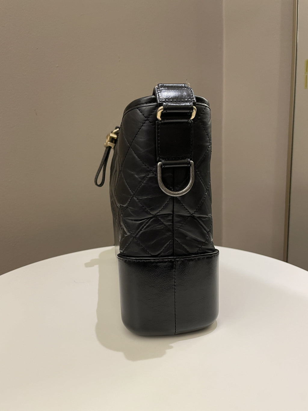 Chanel Quilted Gabrielle Hobo Black Aged Calfskin