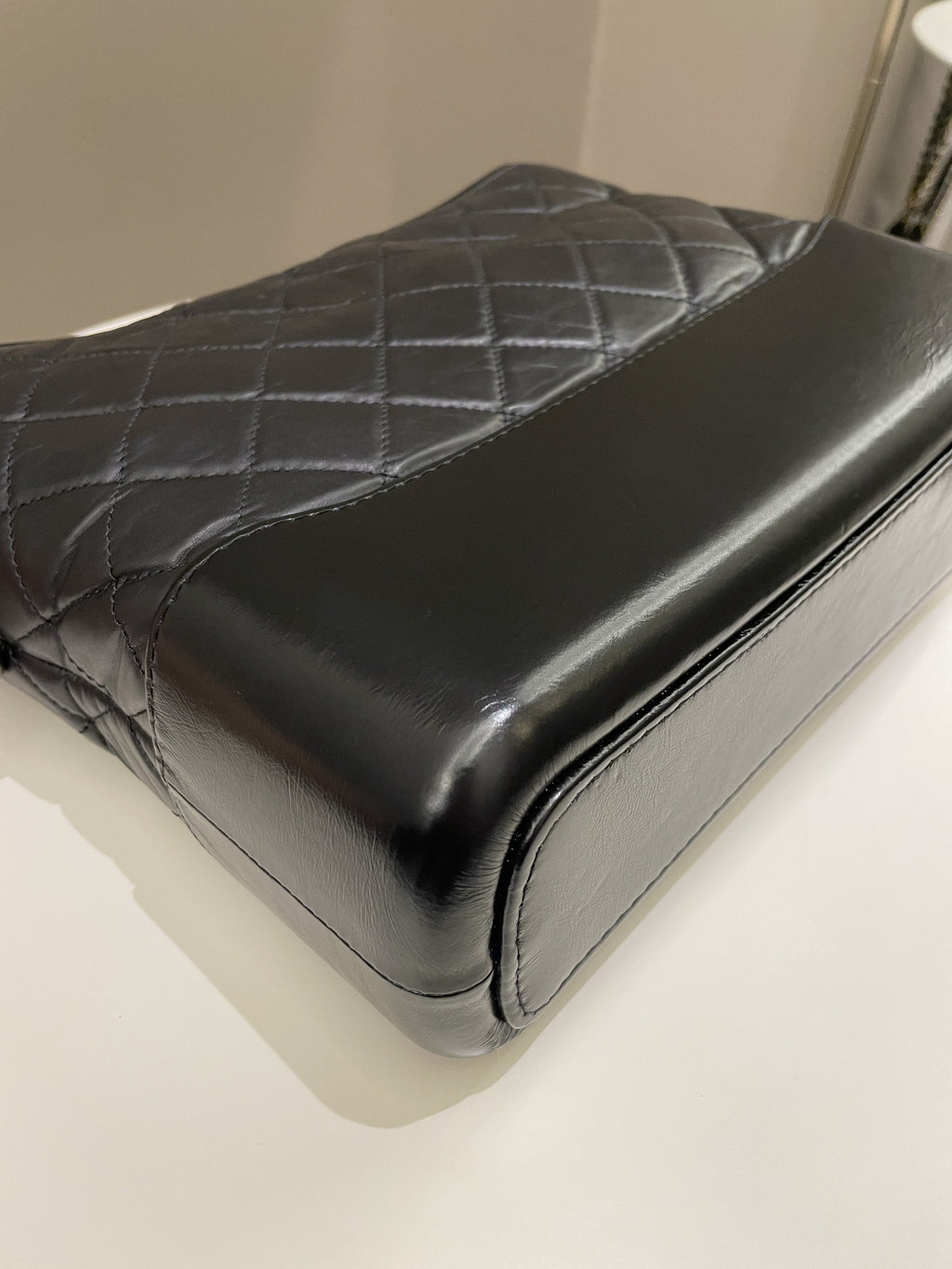 Chanel Quilted Gabrielle Hobo Black Aged Calfskin