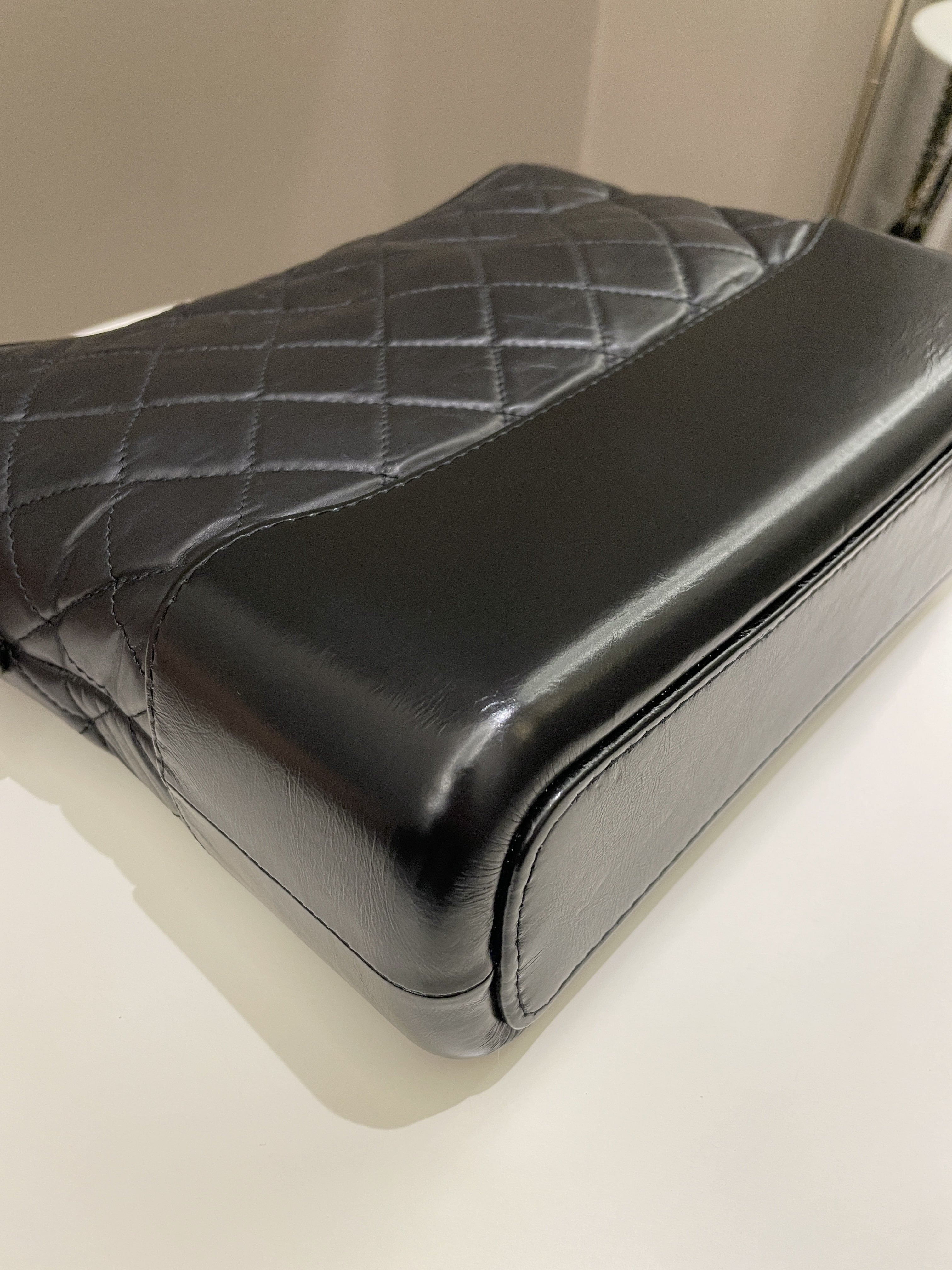 Chanel Quilted Gabrielle Hobo Black Aged Calfskin