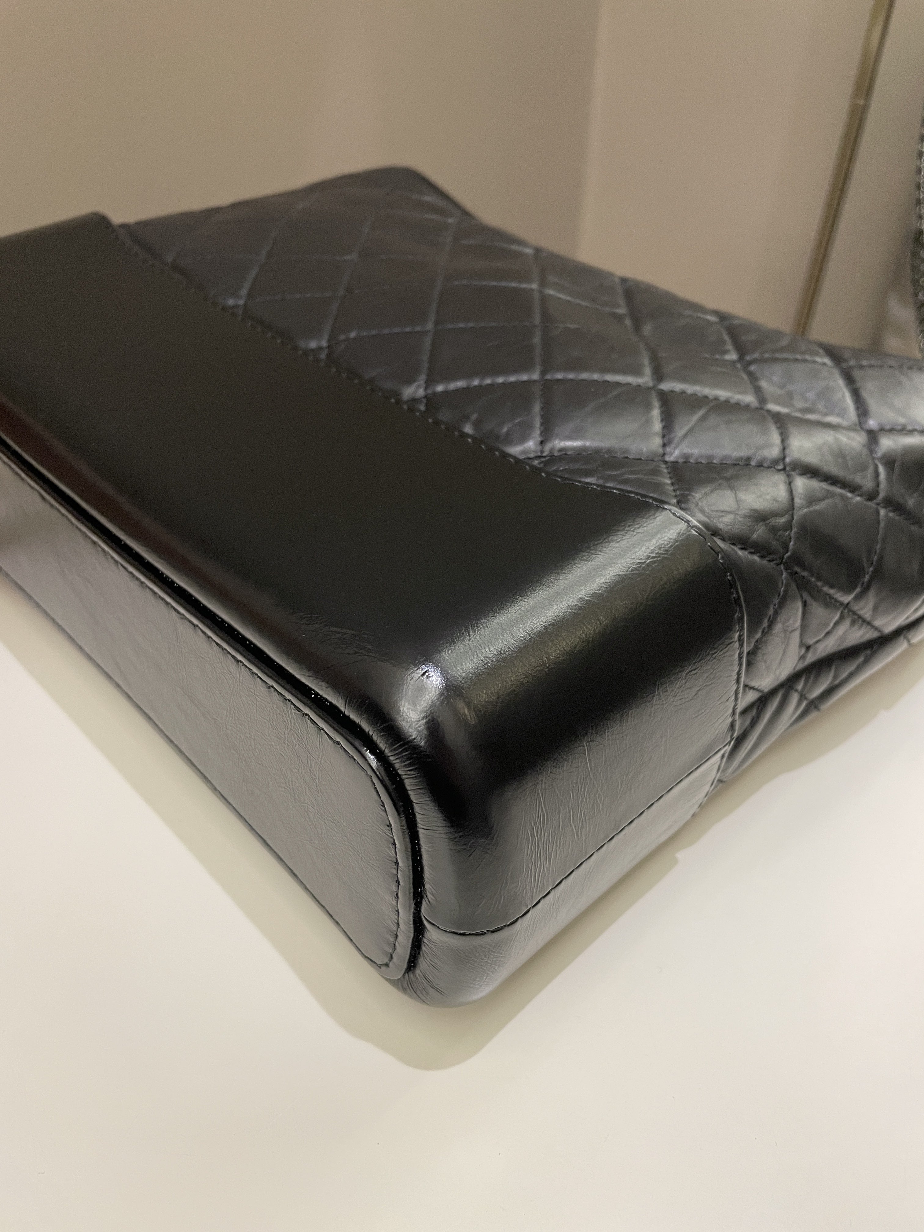 Chanel Quilted Gabrielle Hobo Black Aged Calfskin