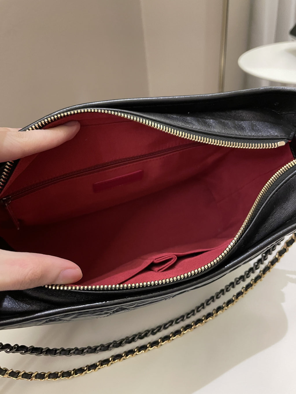 Chanel Quilted Gabrielle Hobo Black Aged Calfskin