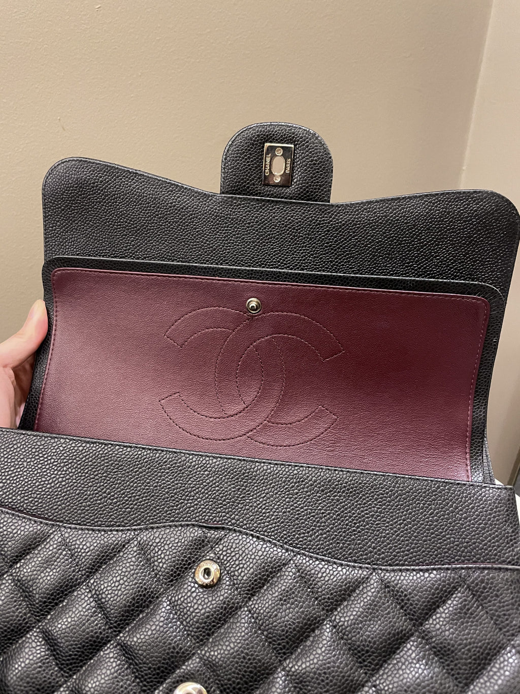 Chanel Classic Quilted Jumbo Double Flap Black Caviar