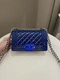 Chanel Quilted Small Boy Royal Blue Patent