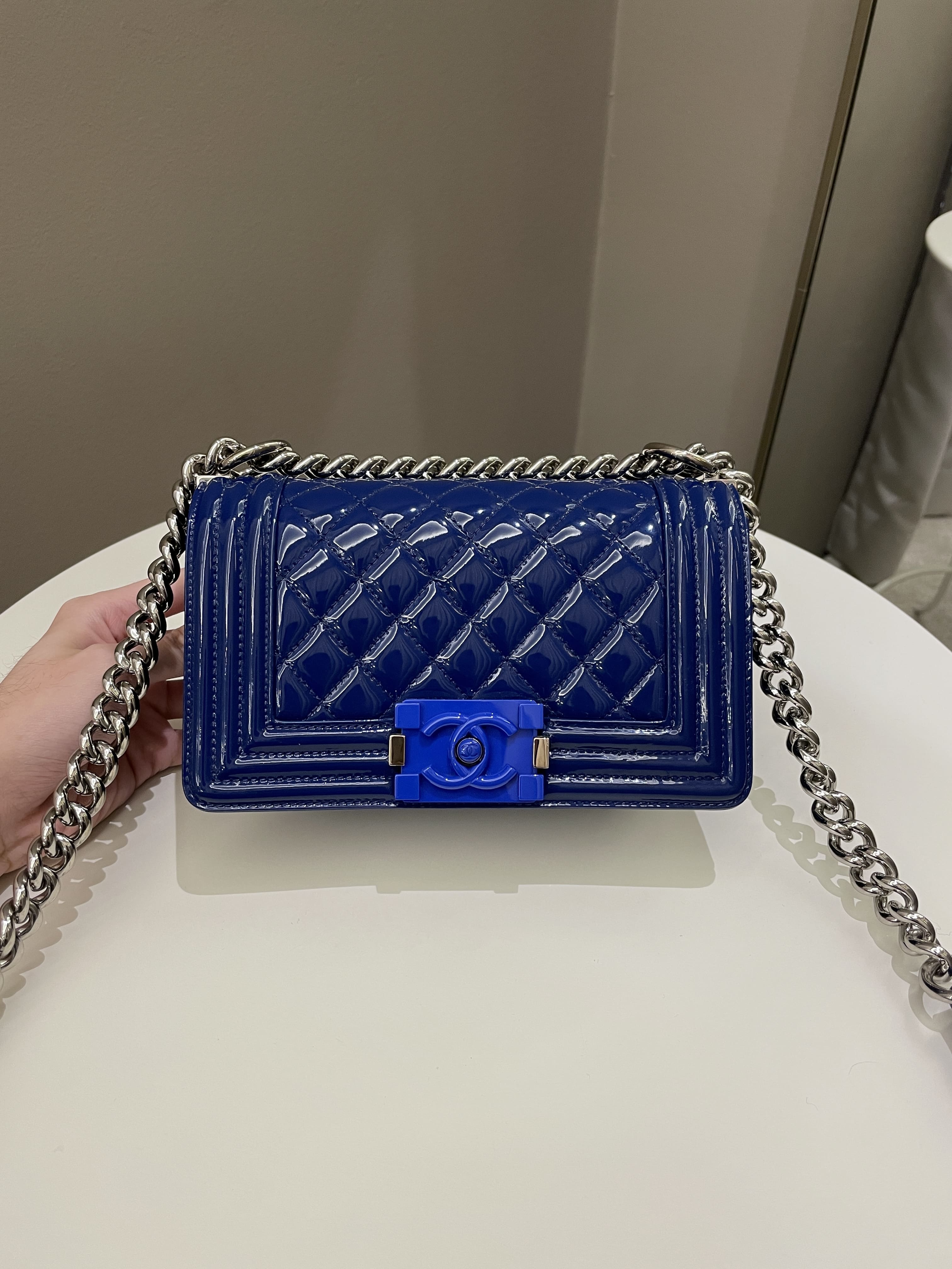 Chanel Quilted Small Boy Royal Blue Patent