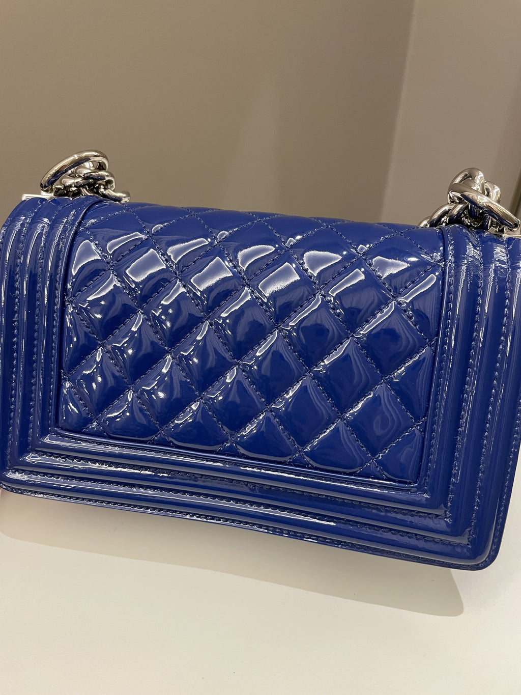 Chanel Quilted Small Boy Royal Blue Patent