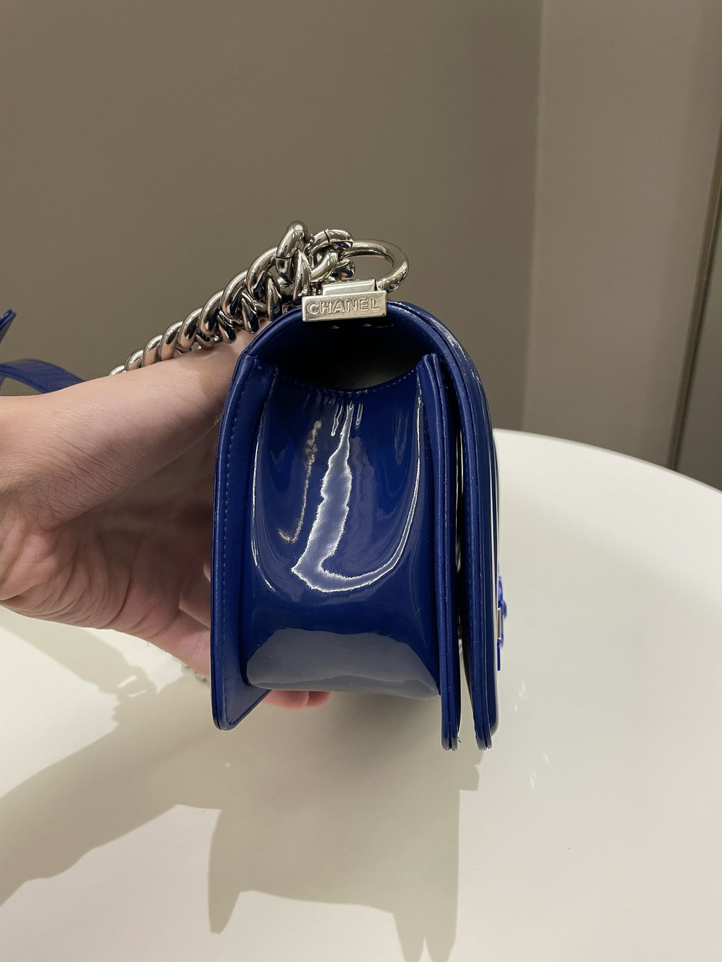 Chanel Quilted Small Boy Royal Blue Patent