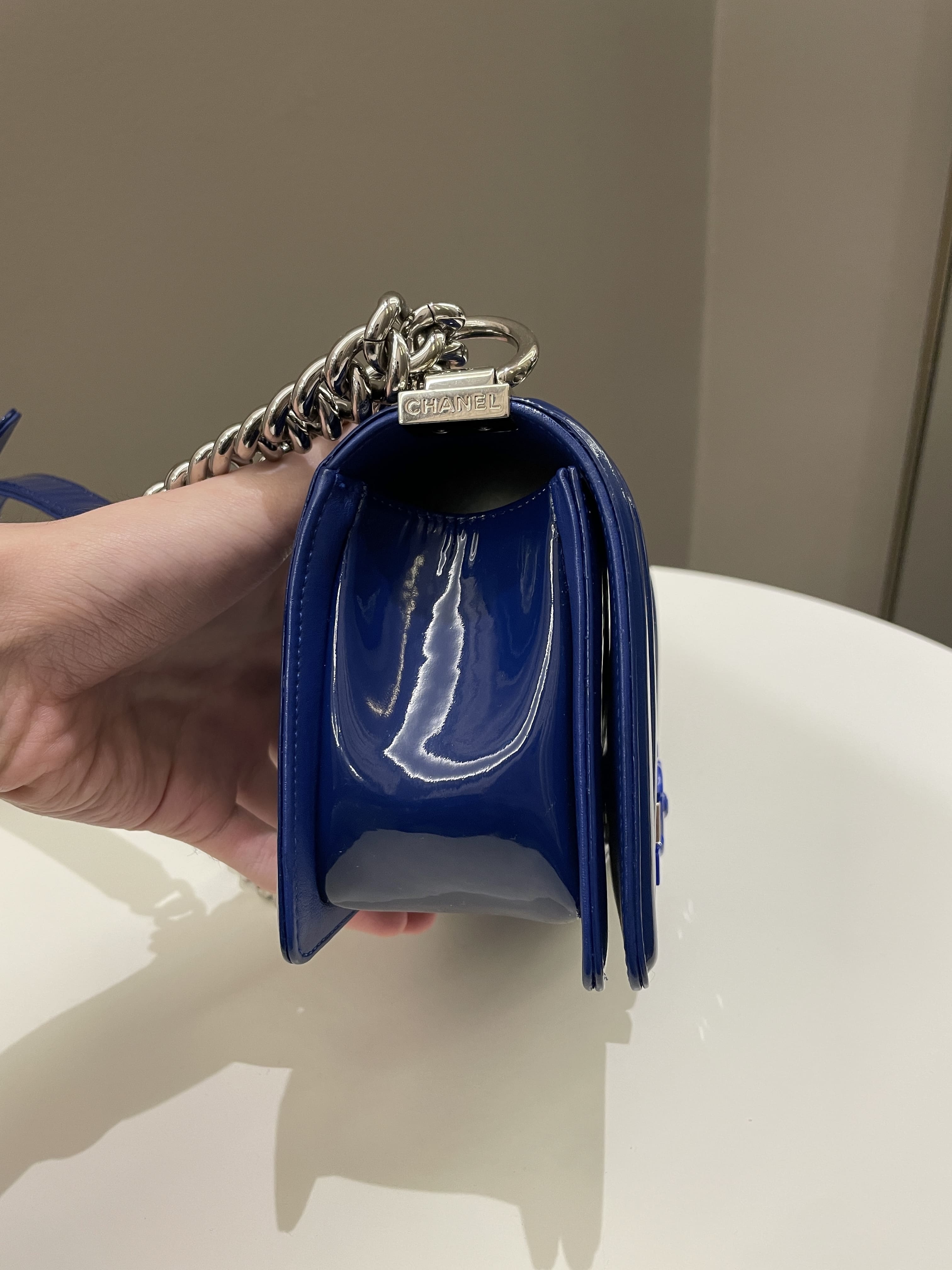 Chanel Quilted Small Boy Royal Blue Patent