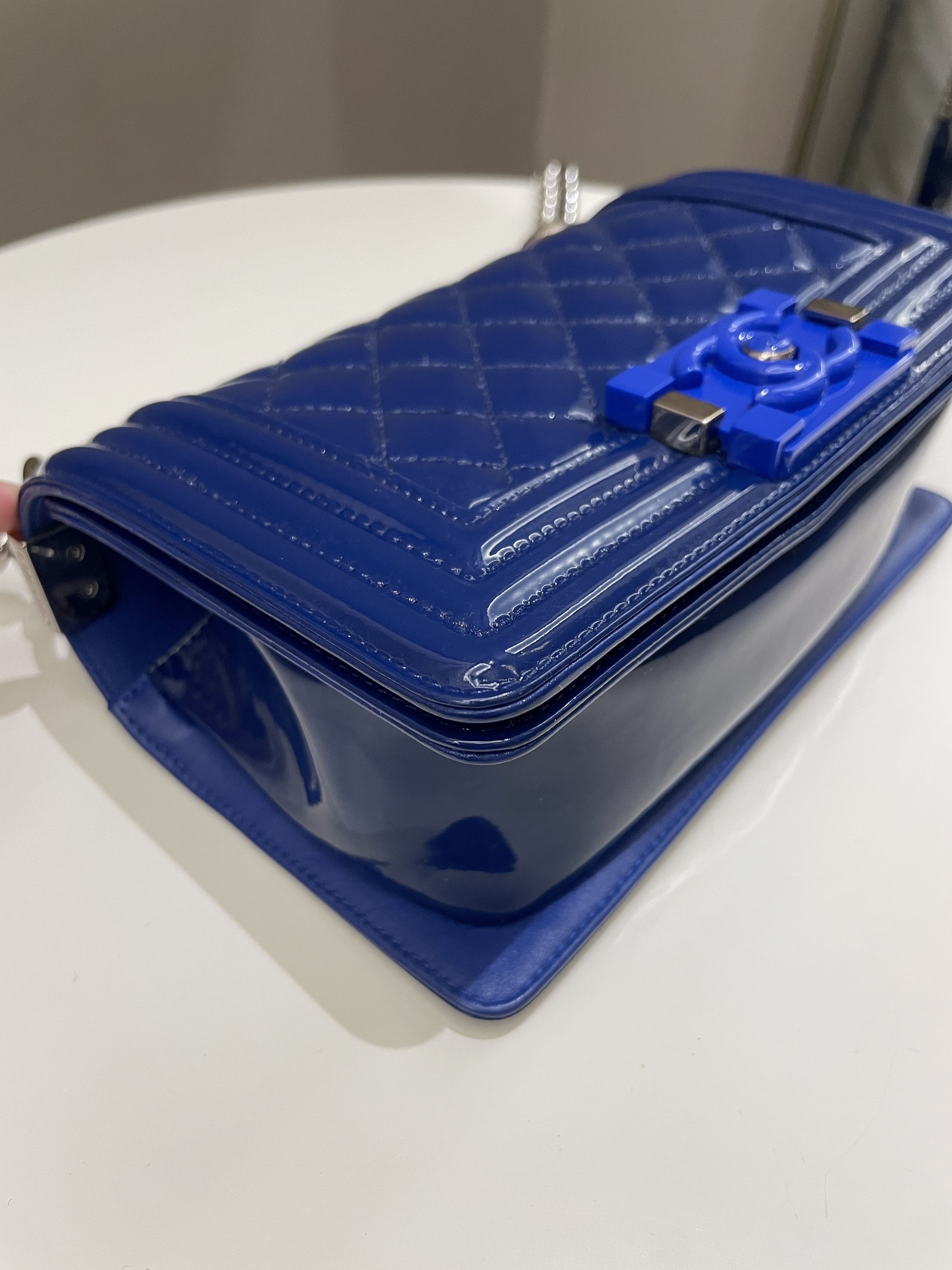 Chanel Quilted Small Boy Royal Blue Patent