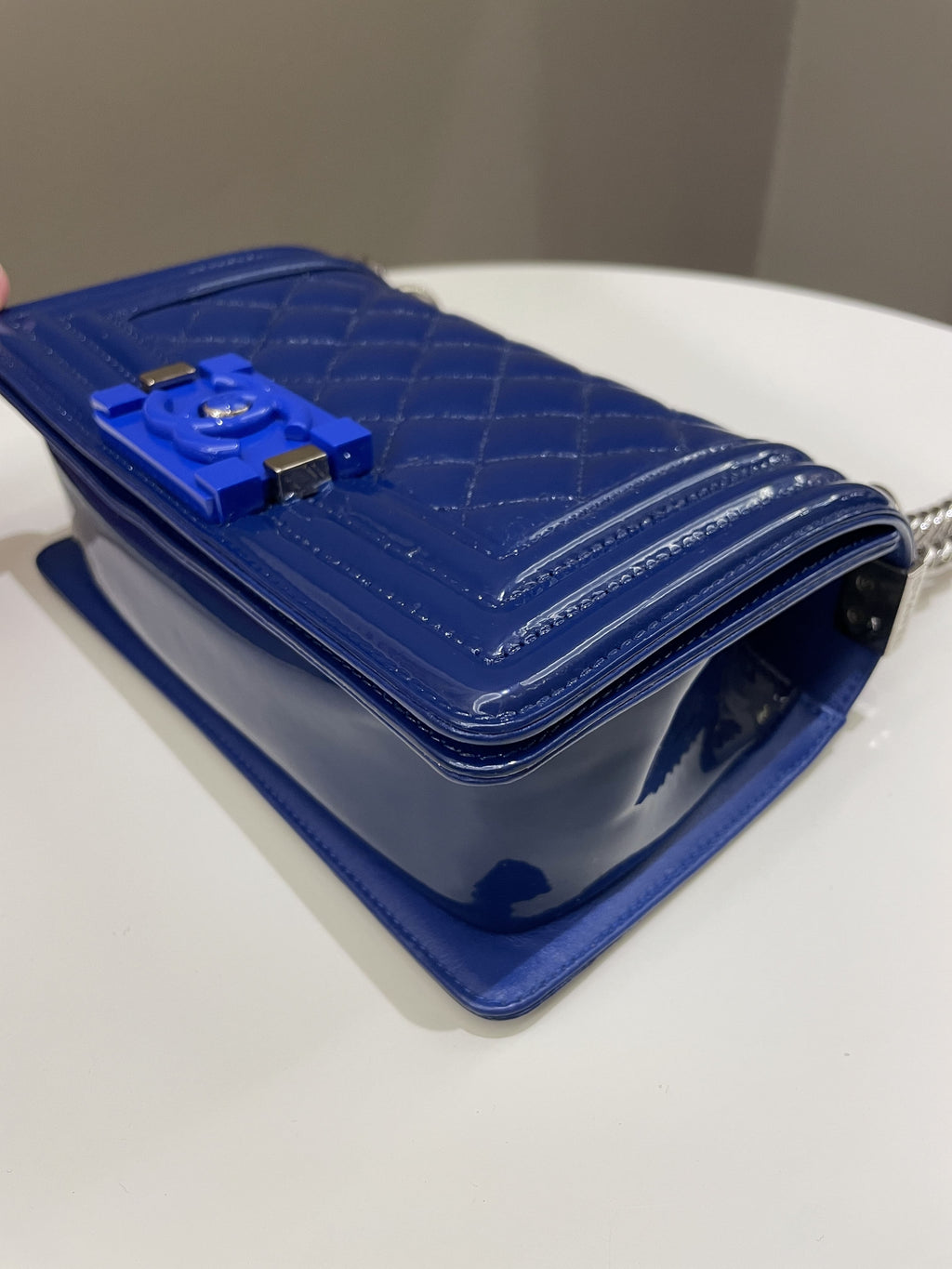 Chanel Quilted Small Boy Royal Blue Patent