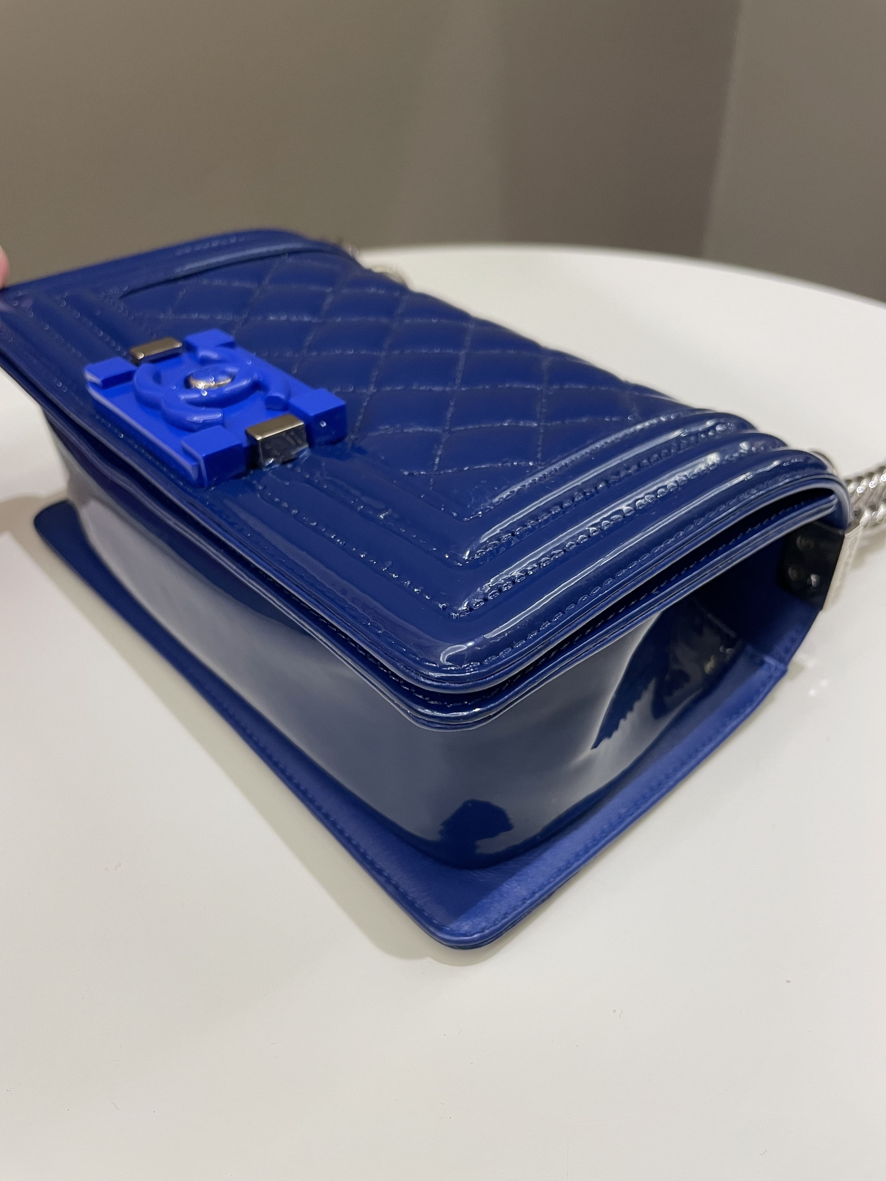 Chanel Quilted Small Boy Royal Blue Patent