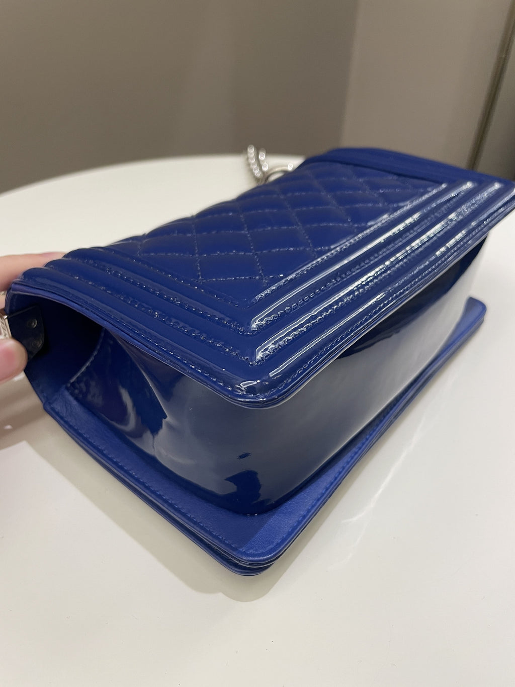 Chanel Quilted Small Boy Royal Blue Patent