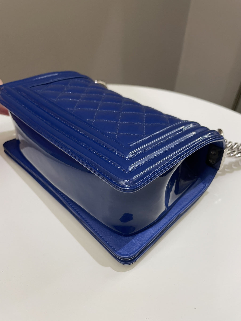 Chanel Quilted Small Boy Royal Blue Patent