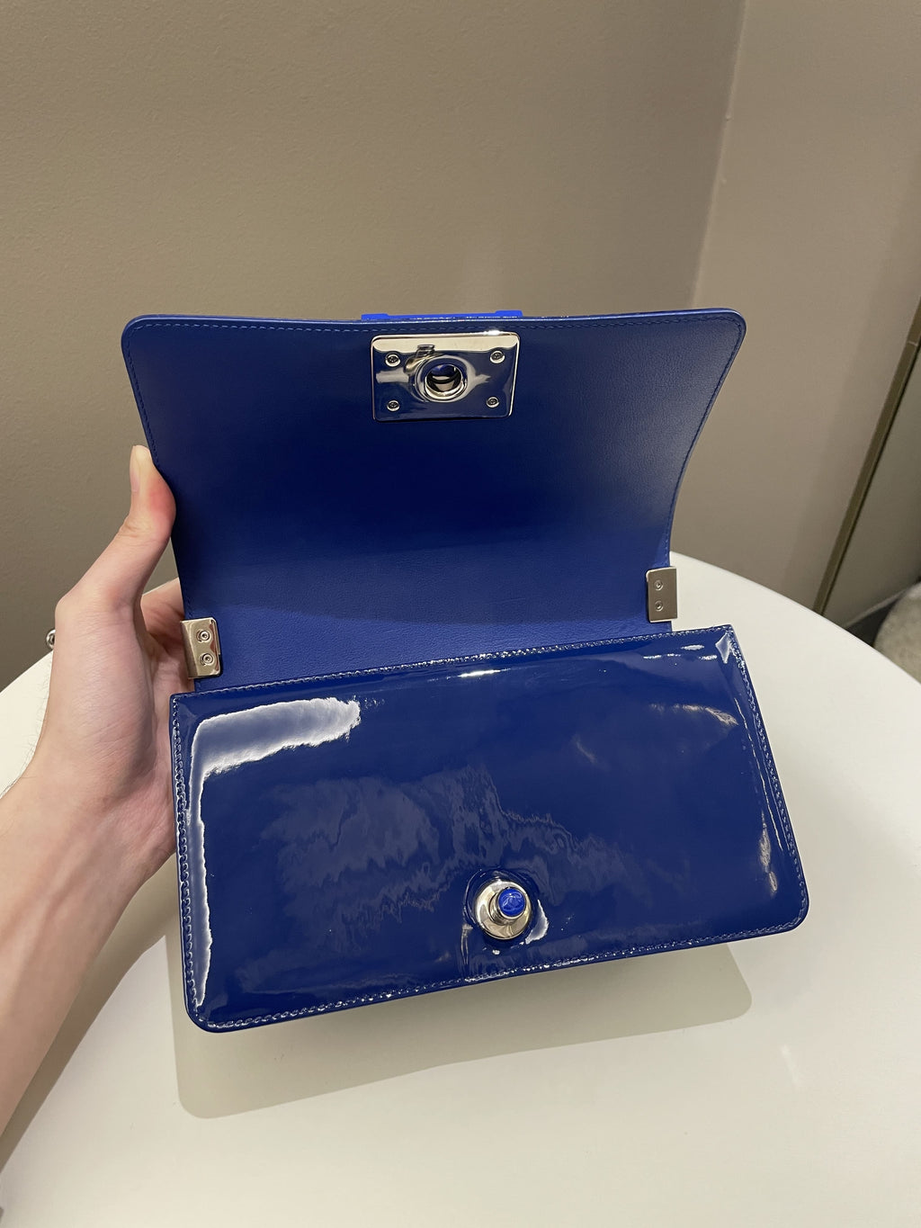 Chanel Quilted Small Boy Royal Blue Patent