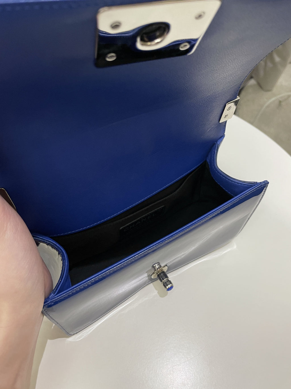 Chanel Quilted Small Boy Royal Blue Patent