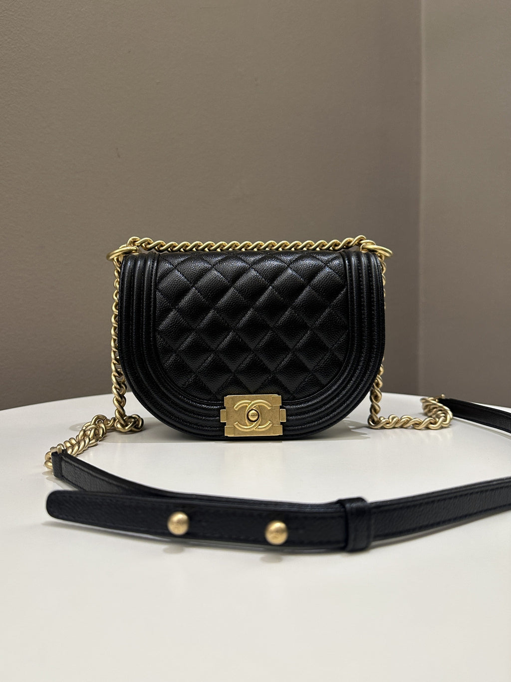 Chanel Quilted Curve Boy Bag Black Caviar