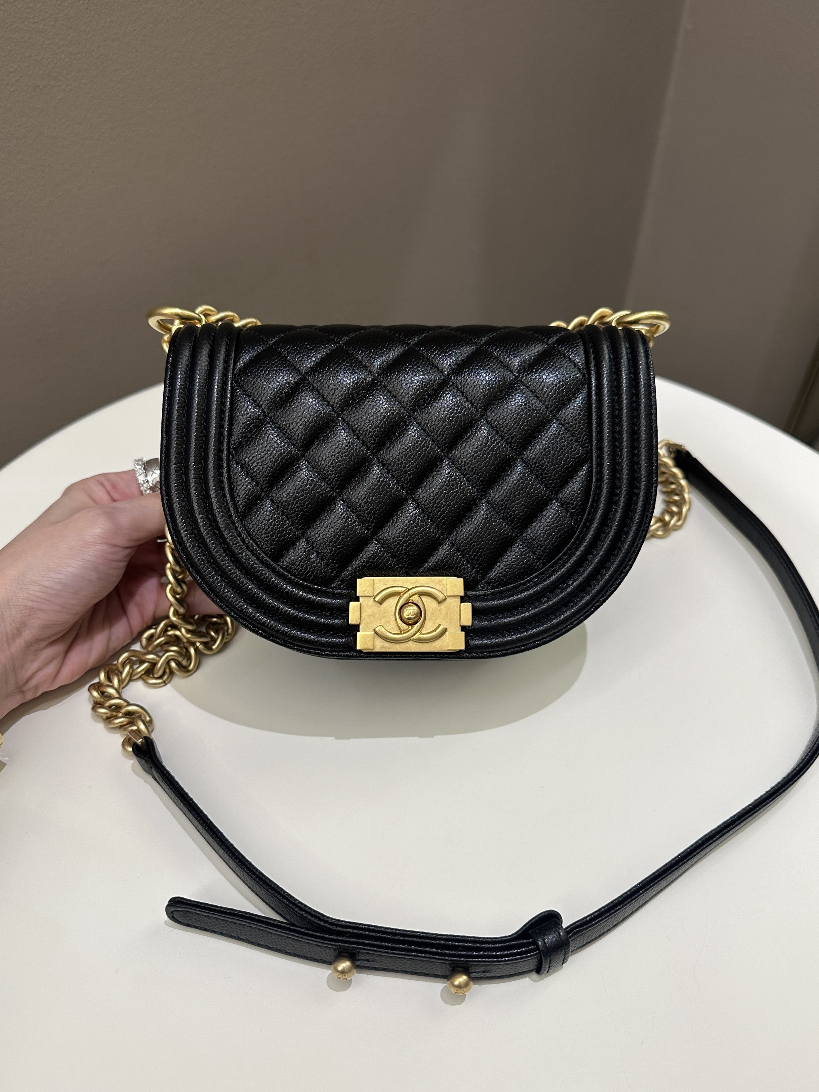 Chanel Quilted Curve Boy Bag Black Caviar