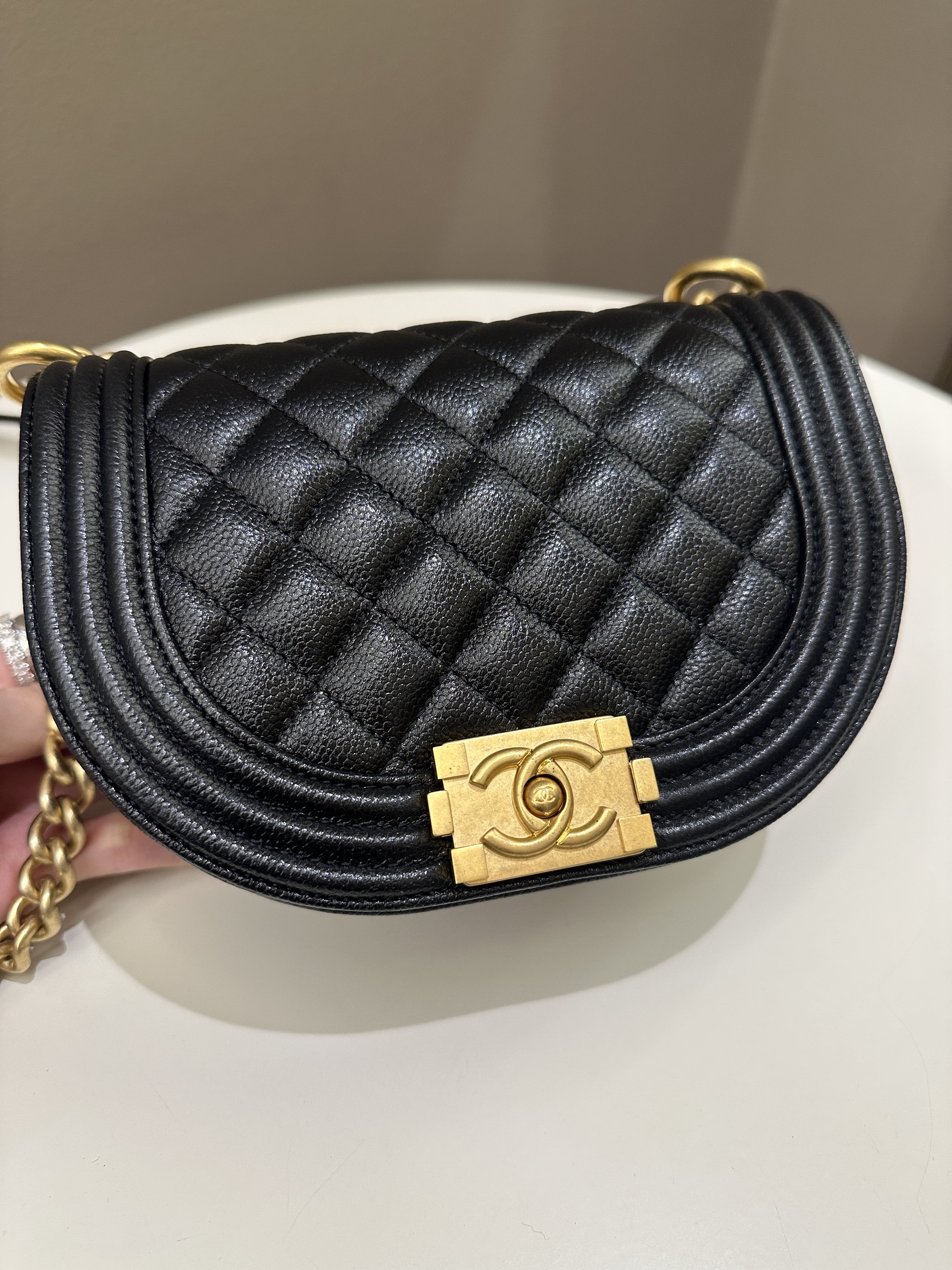 Chanel Quilted Curve Boy Bag Black Caviar