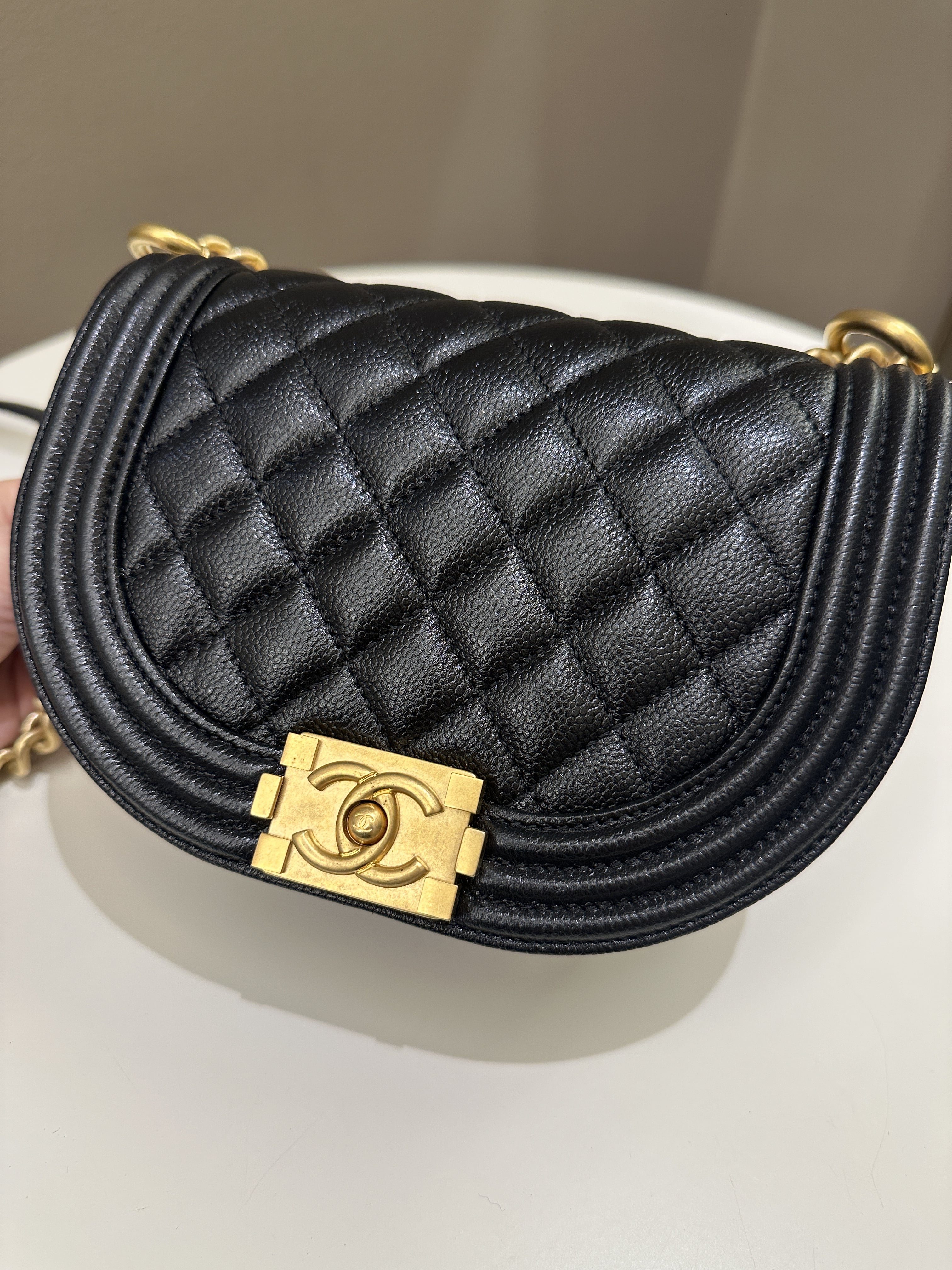 Chanel Quilted Curve Boy Bag Black Caviar