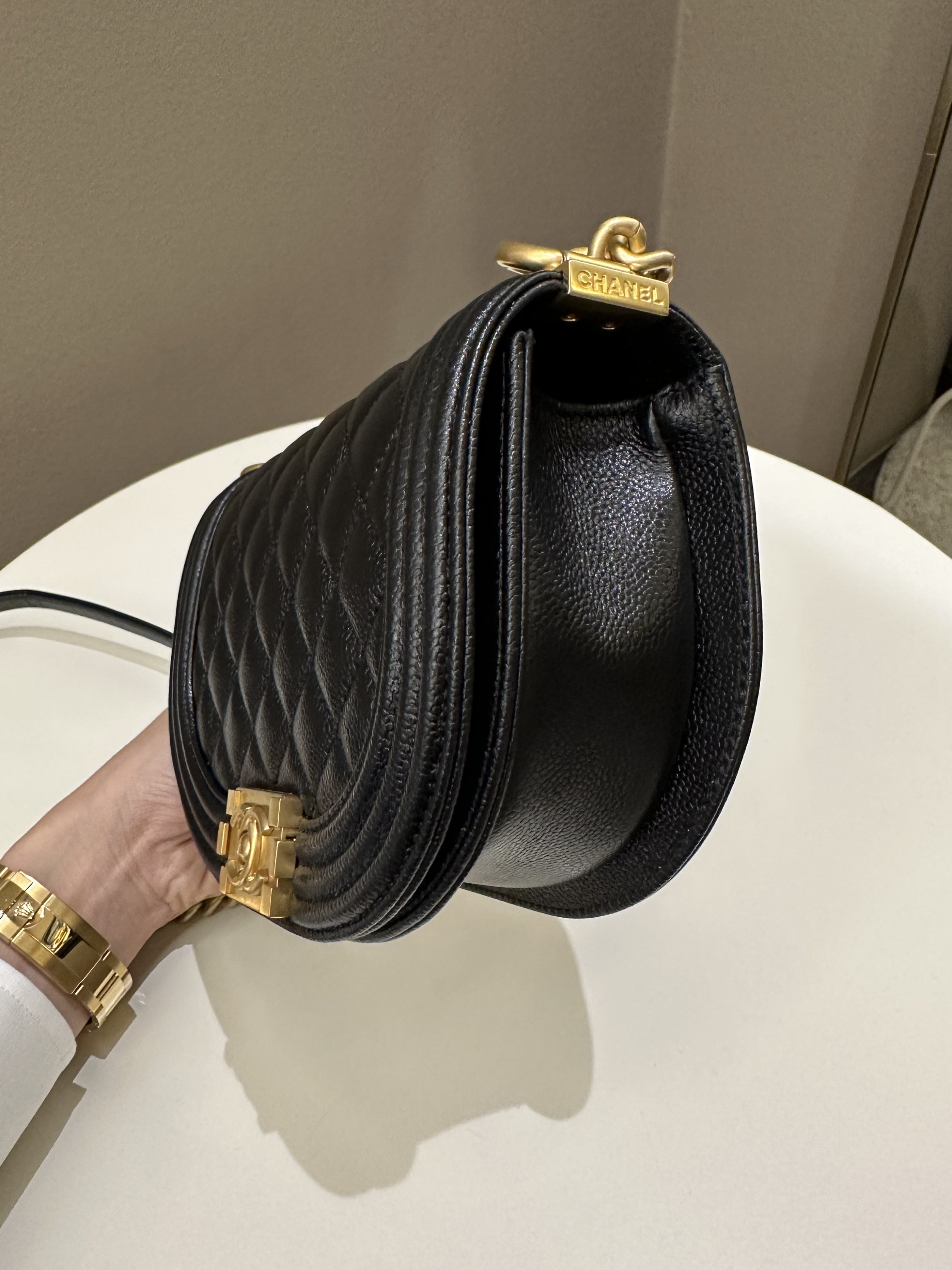 Chanel Quilted Curve Boy Bag Black Caviar