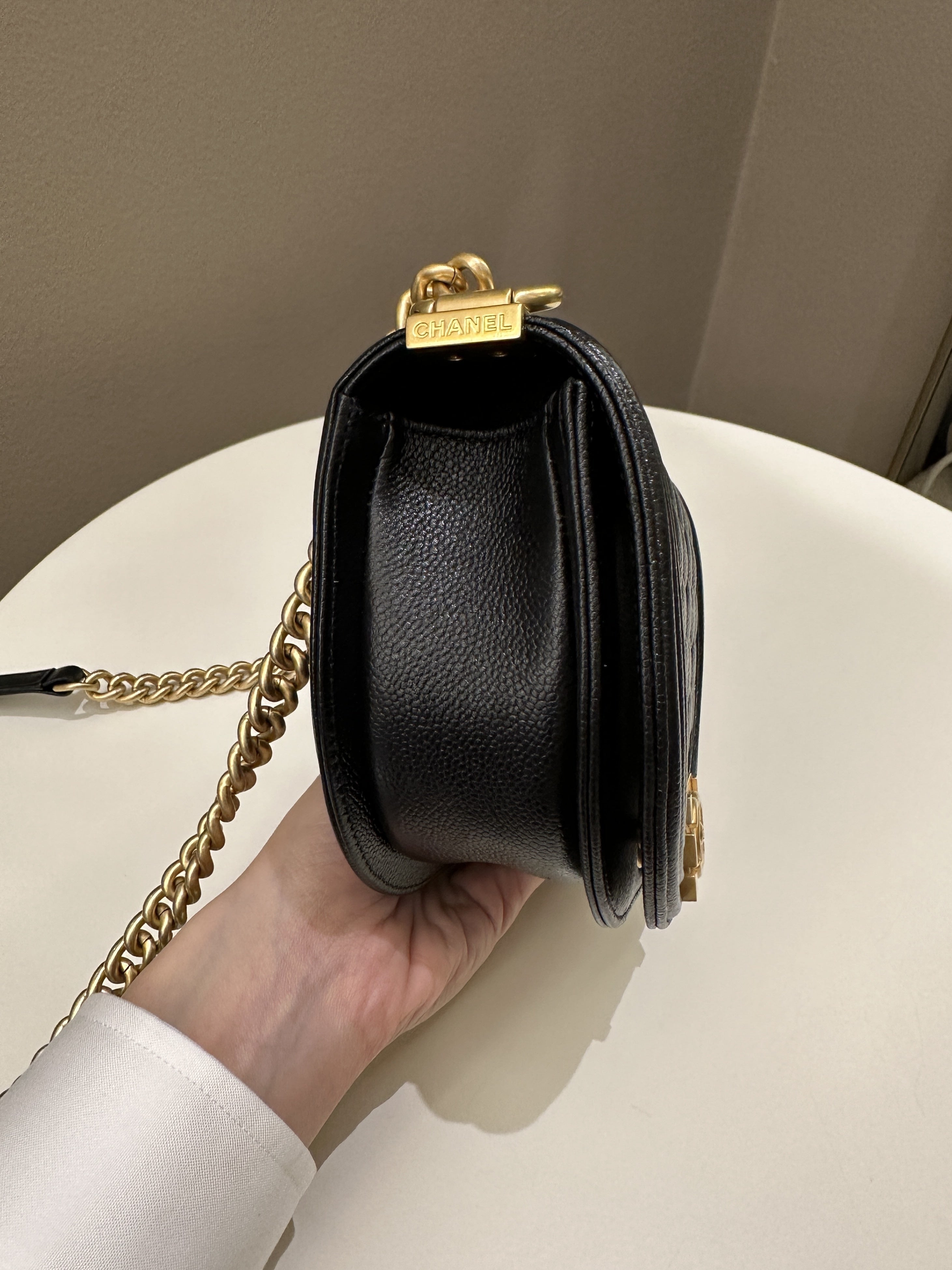 Chanel Quilted Curve Boy Bag Black Caviar