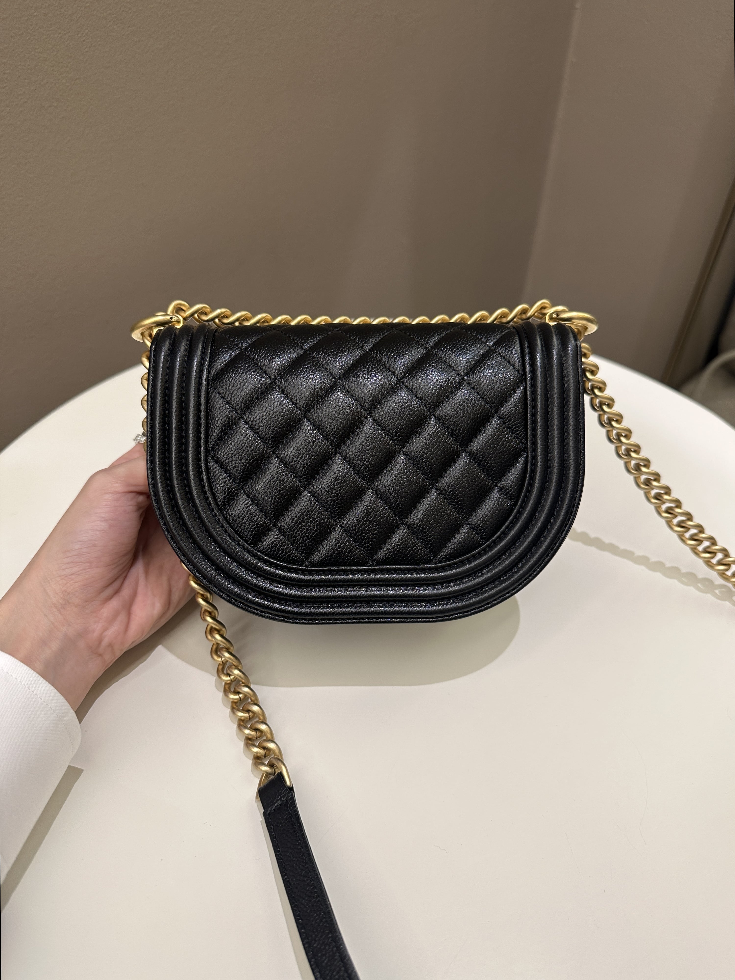 Chanel Quilted Curve Boy Bag Black Caviar