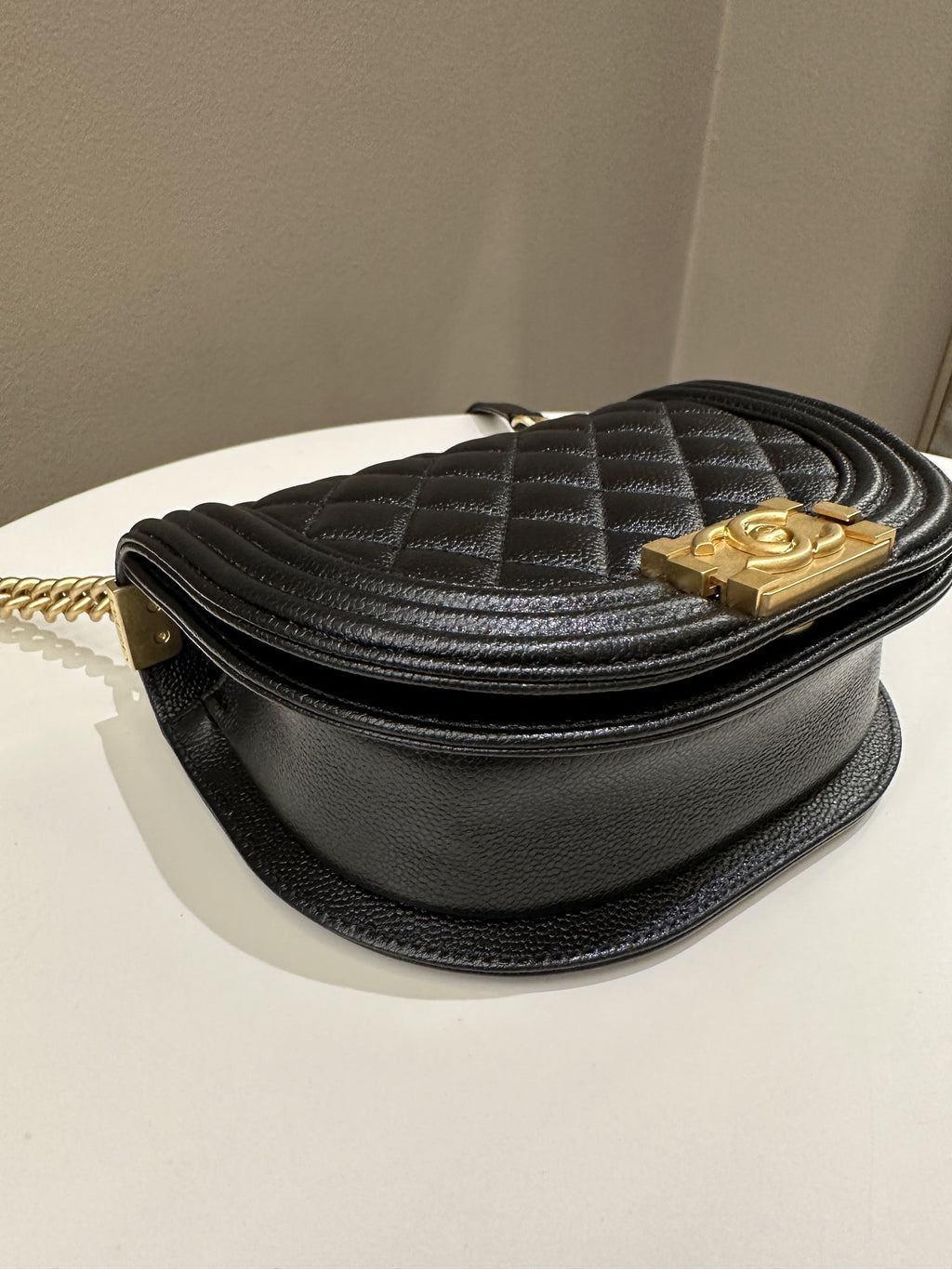 Chanel Quilted Curve Boy Bag Black Caviar