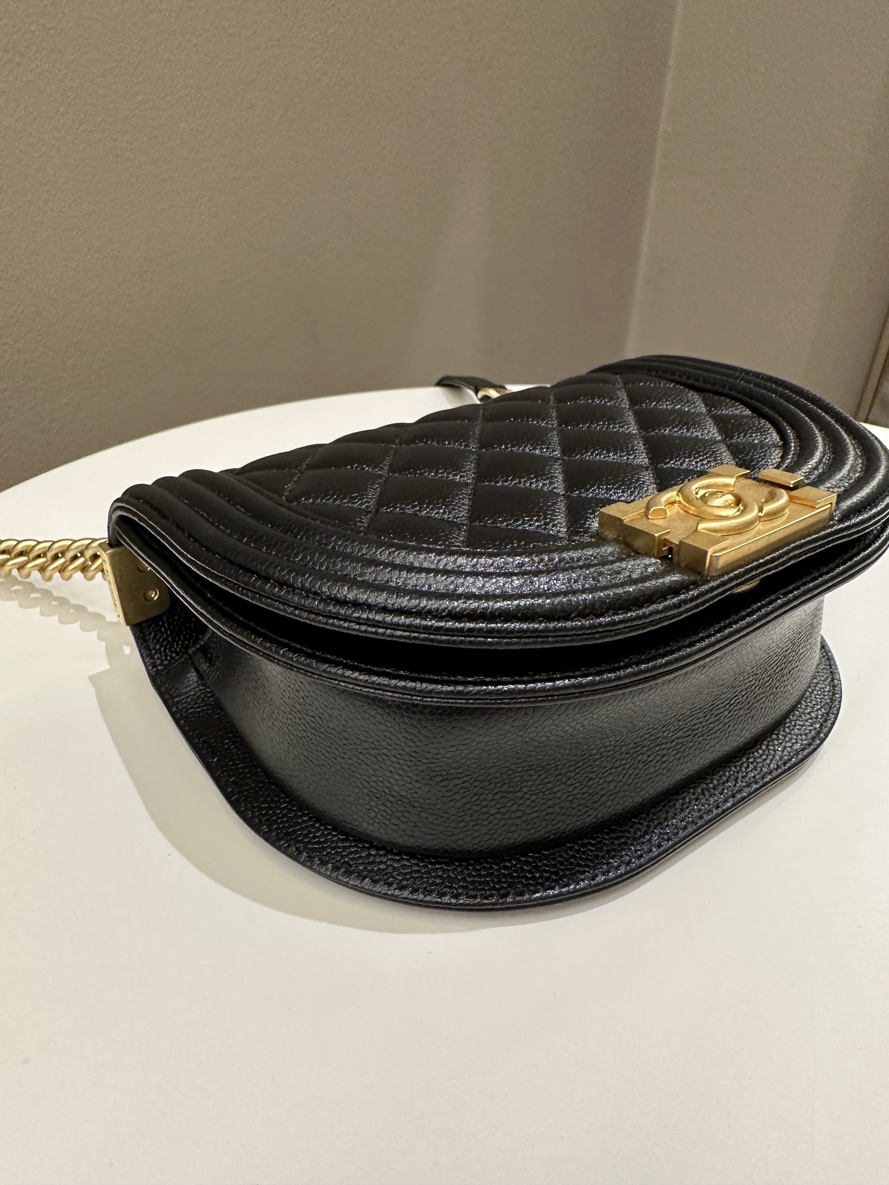 Chanel Quilted Curve Boy Bag Black Caviar