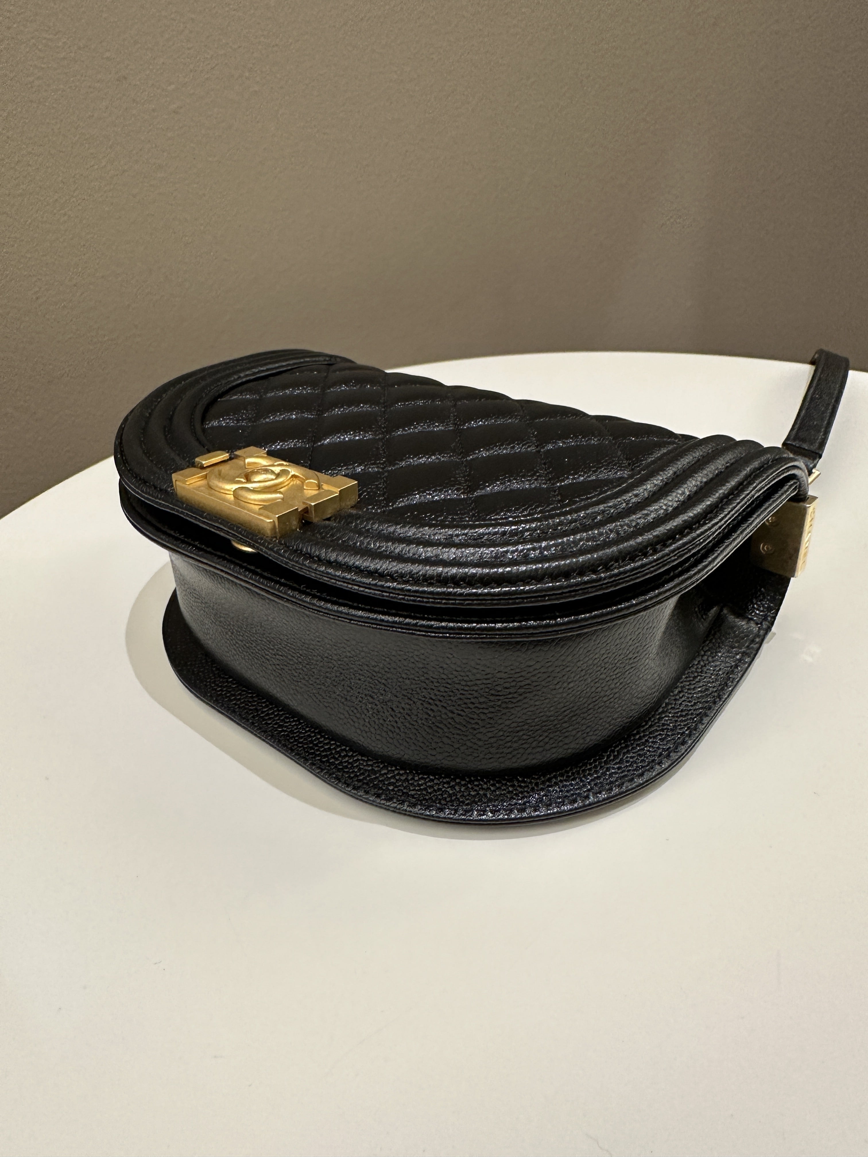 Chanel Quilted Curve Boy Bag Black Caviar