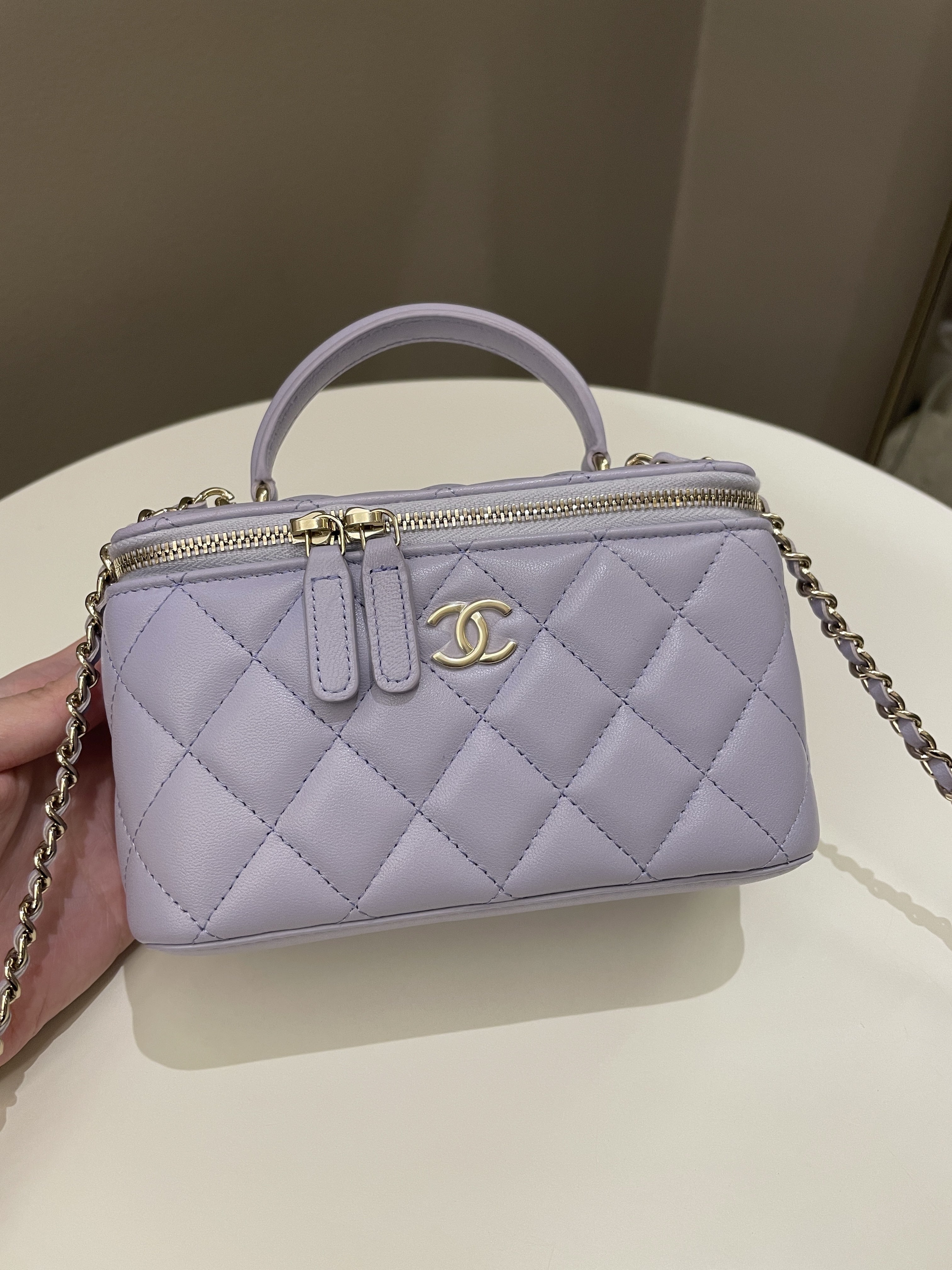 Chanel 21K Top Handle Vanity Rectangular Lilac Lambskin