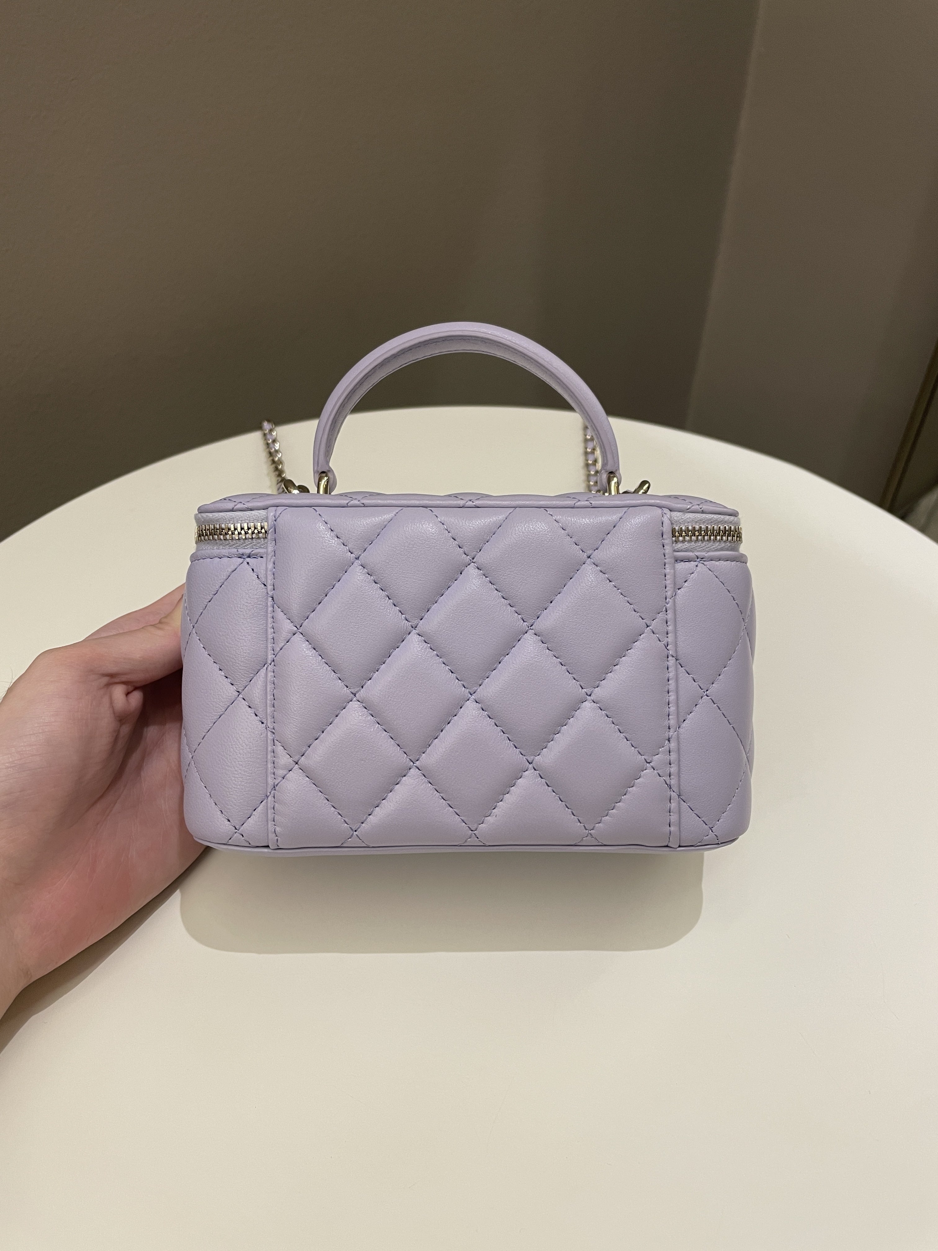 Chanel 21K Top Handle Vanity Rectangular Lilac Lambskin