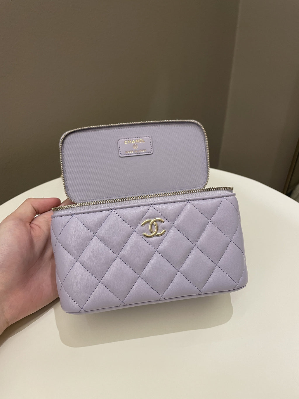 Chanel 21K Top Handle Vanity Rectangular Lilac Lambskin