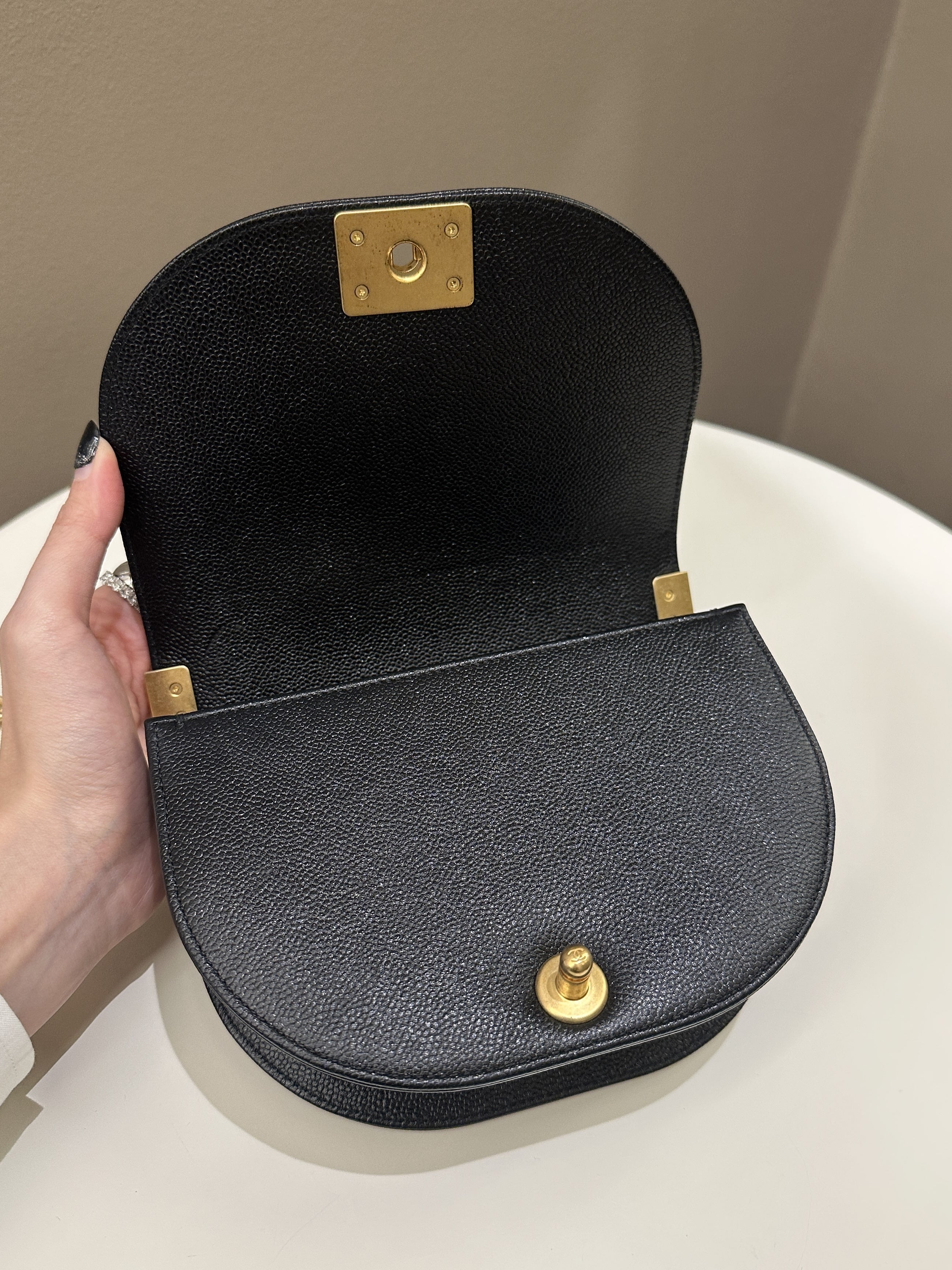 Chanel Quilted Curve Boy Bag Black Caviar