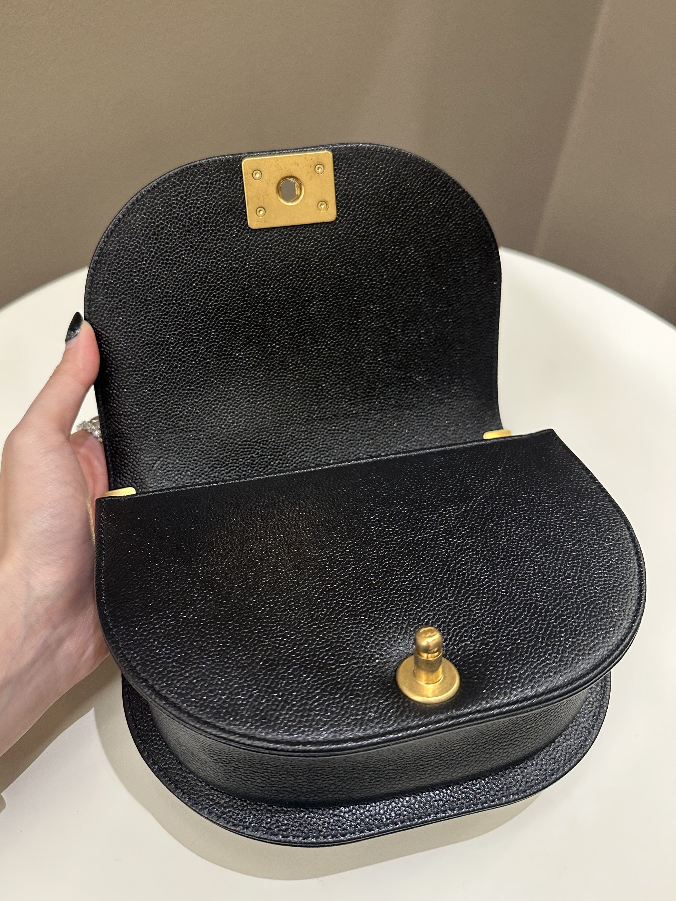 Chanel Quilted Curve Boy Bag Black Caviar