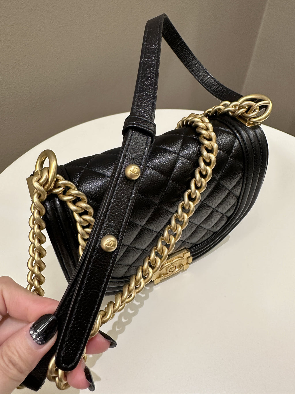 Chanel Quilted Curve Boy Bag Black Caviar